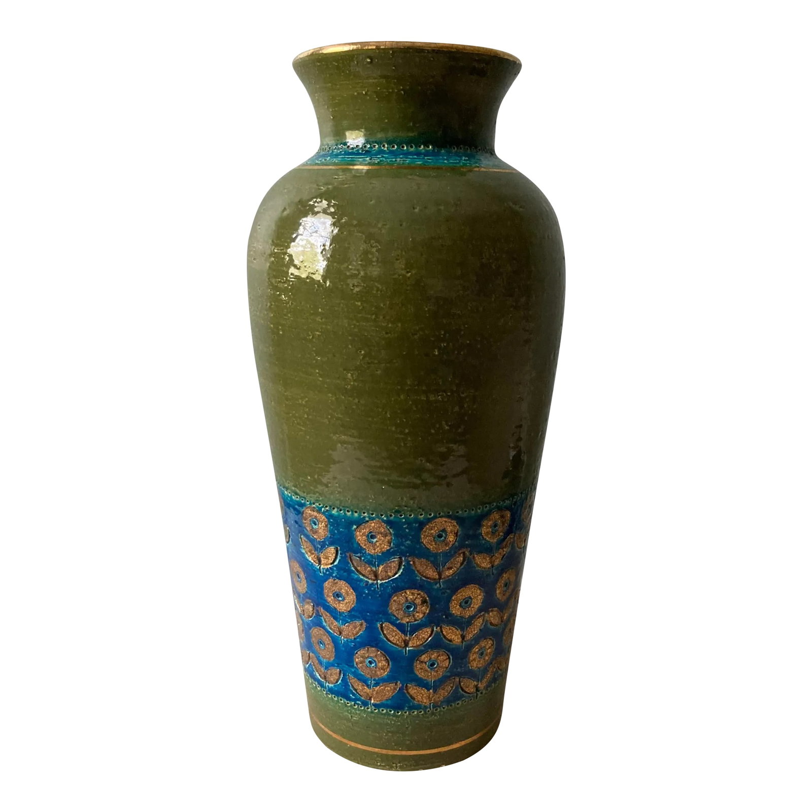 Tall Aldo Londi Bitossi for Rosenthal Netter "Thai Silk" Vintage Ceramic Vase- Signed