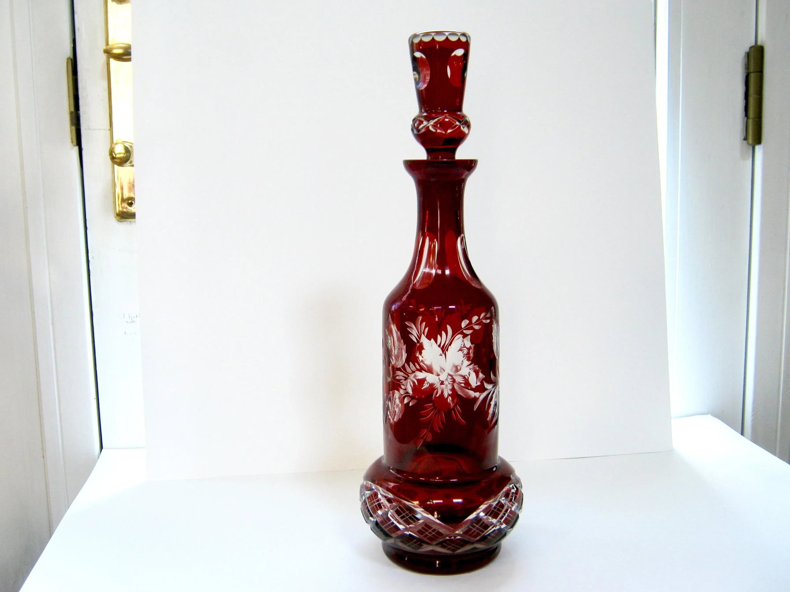 Antique Bohemian Etched & Cut Glass Decanter - 2