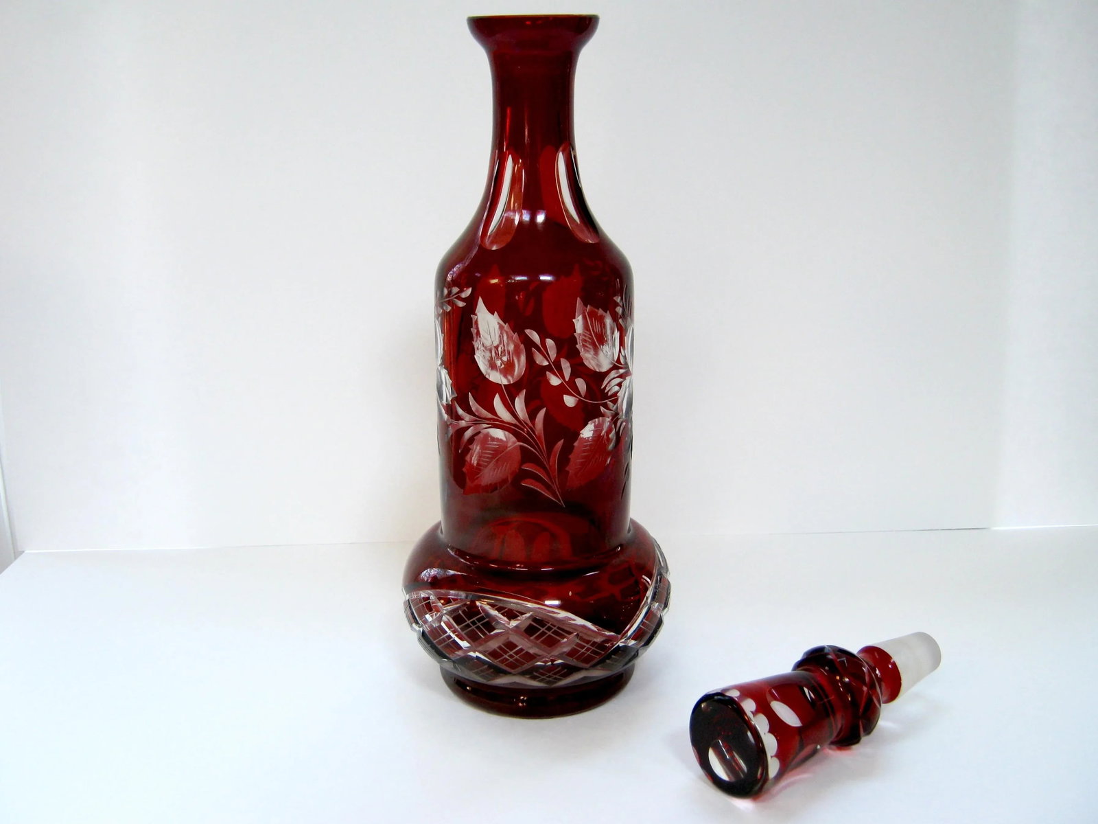 Antique Bohemian Etched & Cut Glass Decanter - 3