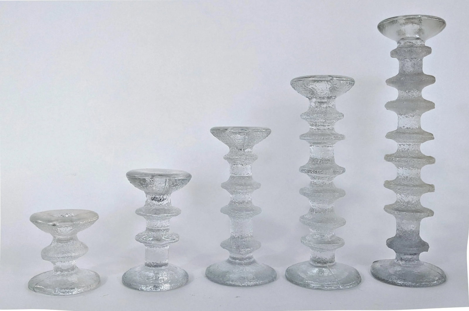 Vintage Timo Sarpaneva for Iittala Set of 5 Glass Candlesticks - 2