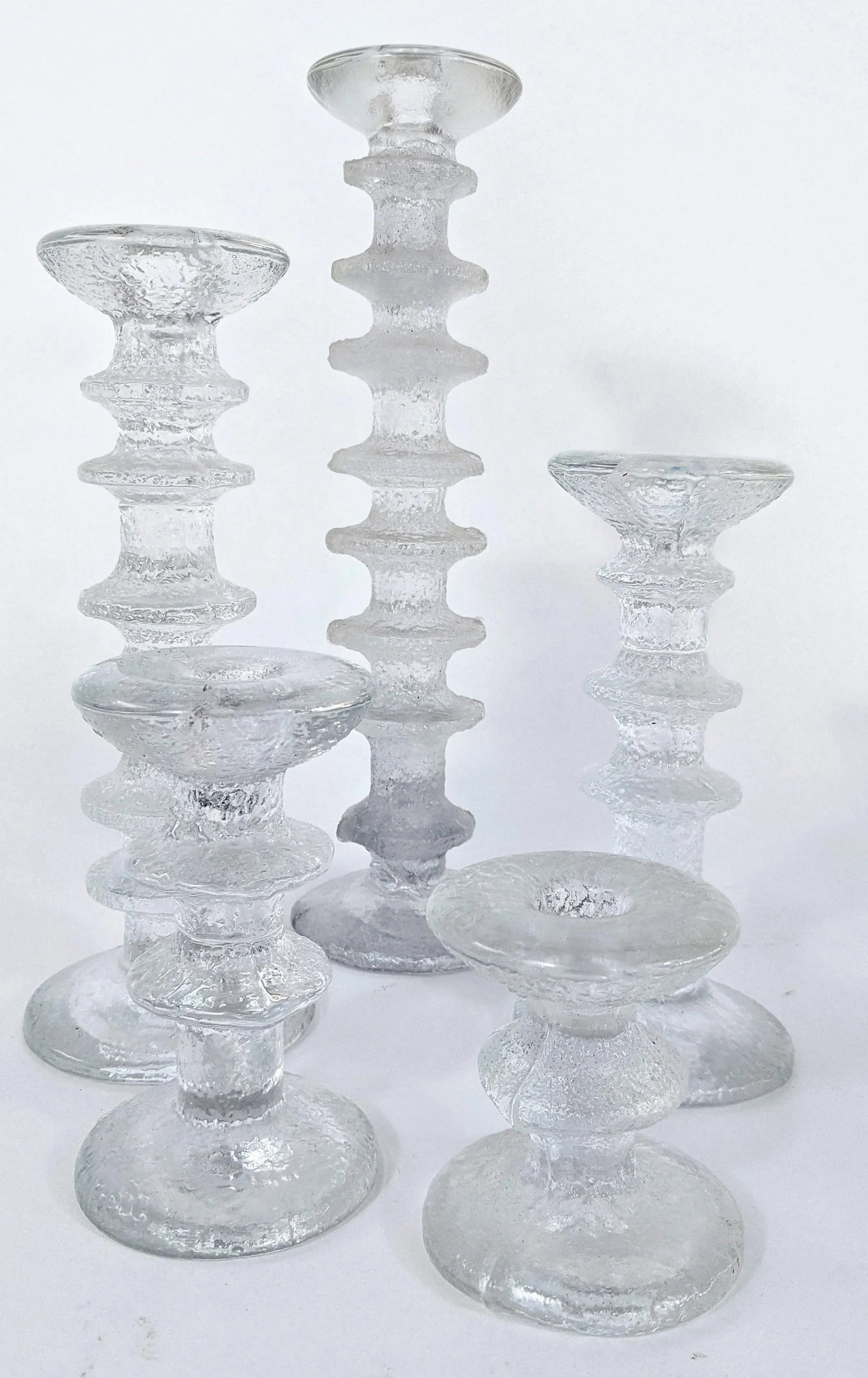 Vintage Timo Sarpaneva for Iittala Set of 5 Glass Candlesticks - 3