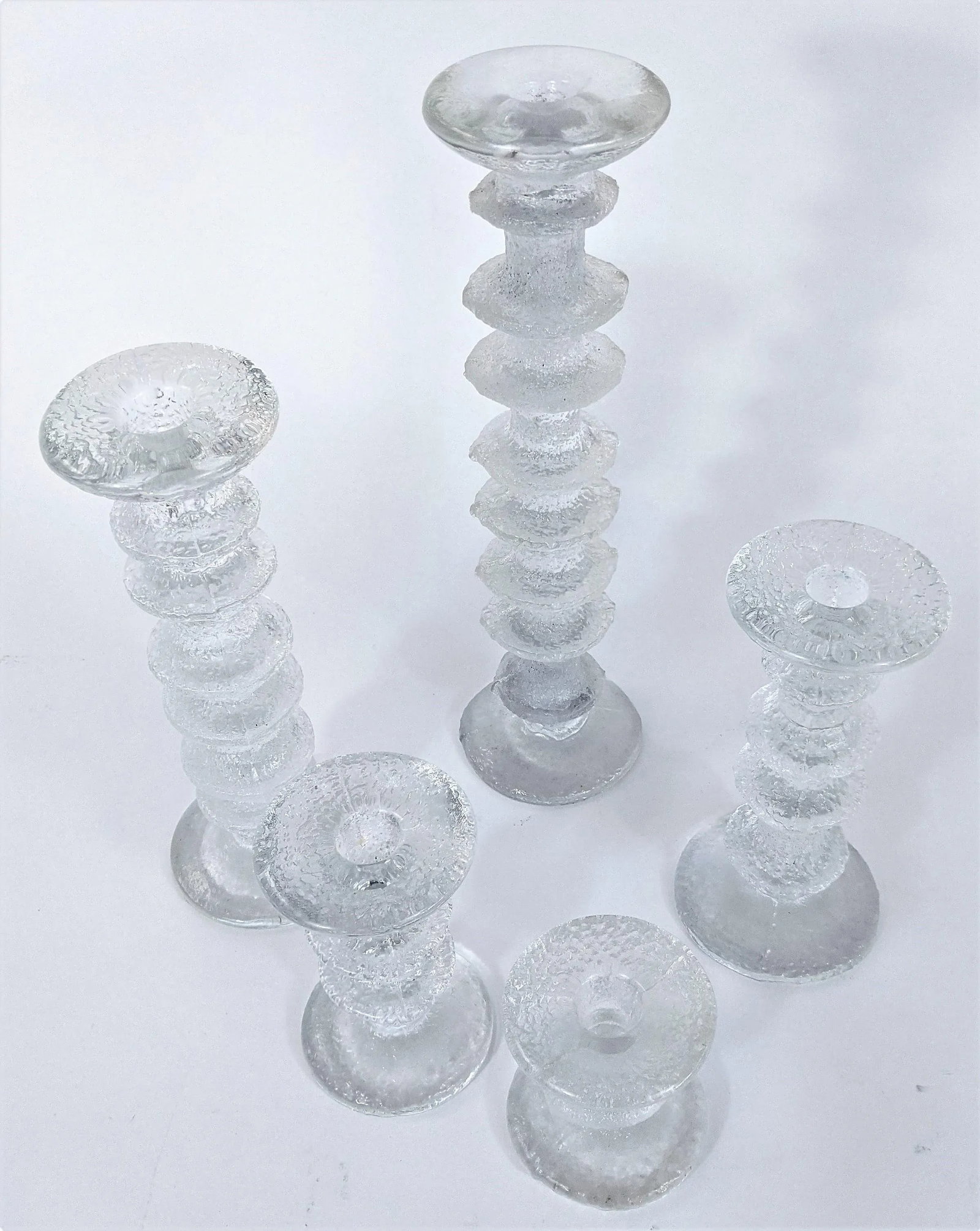 Vintage Timo Sarpaneva for Iittala Set of 5 Glass Candlesticks - 4