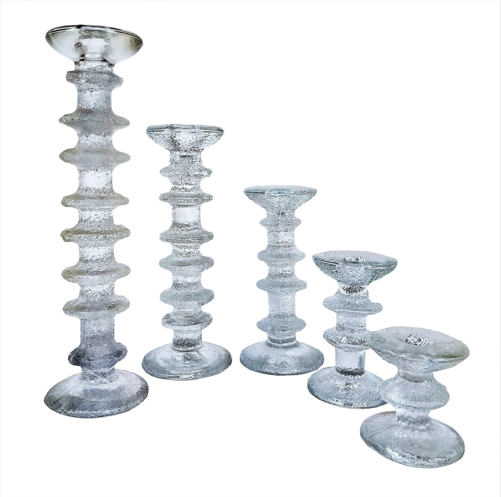 Vintage Timo Sarpaneva for Iittala Set of 5 Glass Candlesticks - 7