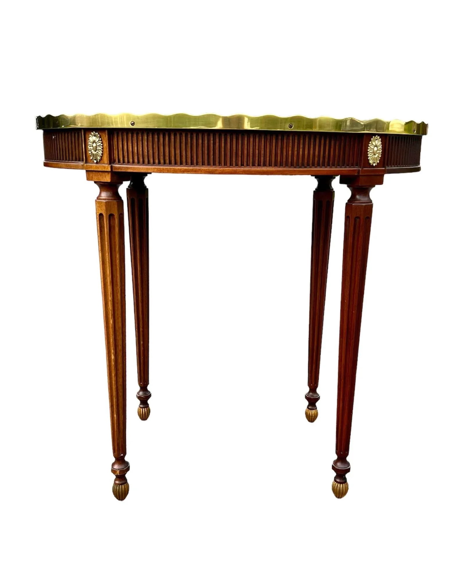 Baker Mahogany Oval Side Table With Shaped Brass Gallery - 13