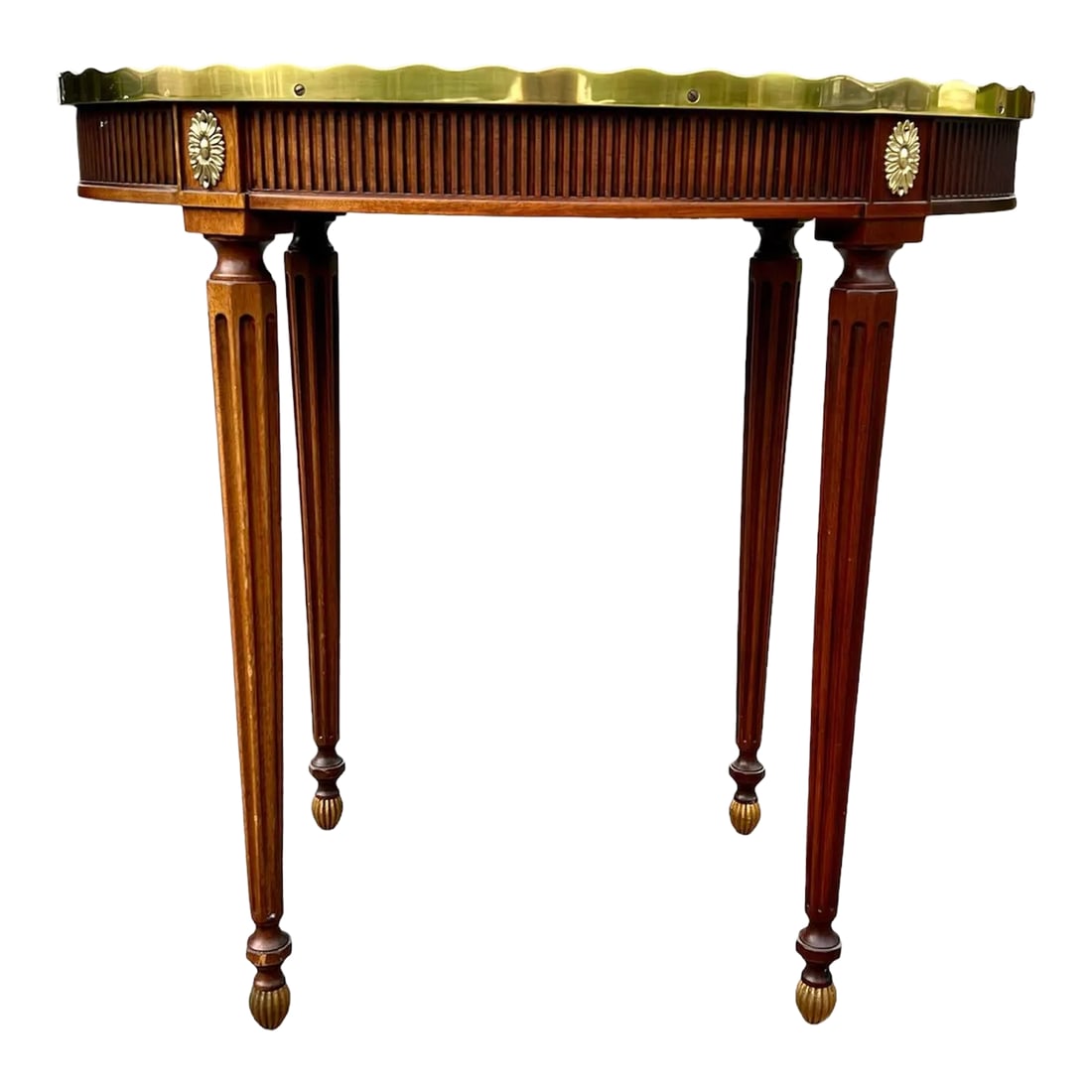 Baker Mahogany Oval Side Table With Shaped Brass Gallery (1 of 13)