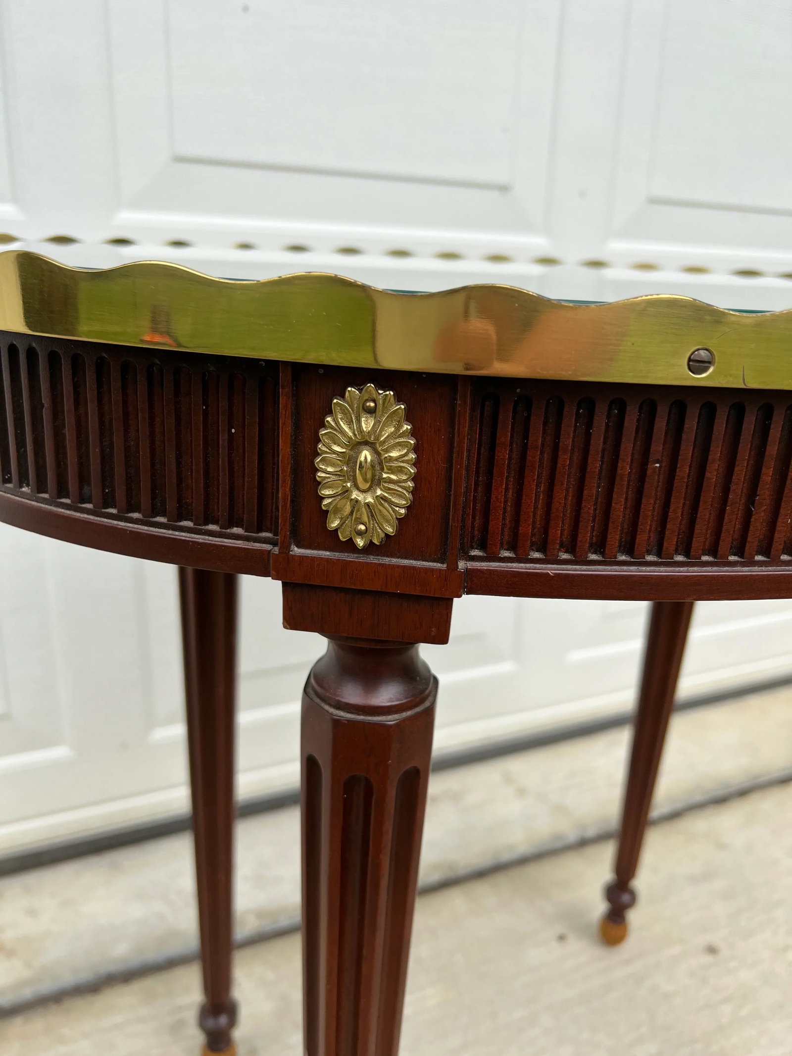 Baker Mahogany Oval Side Table With Shaped Brass Gallery - 6