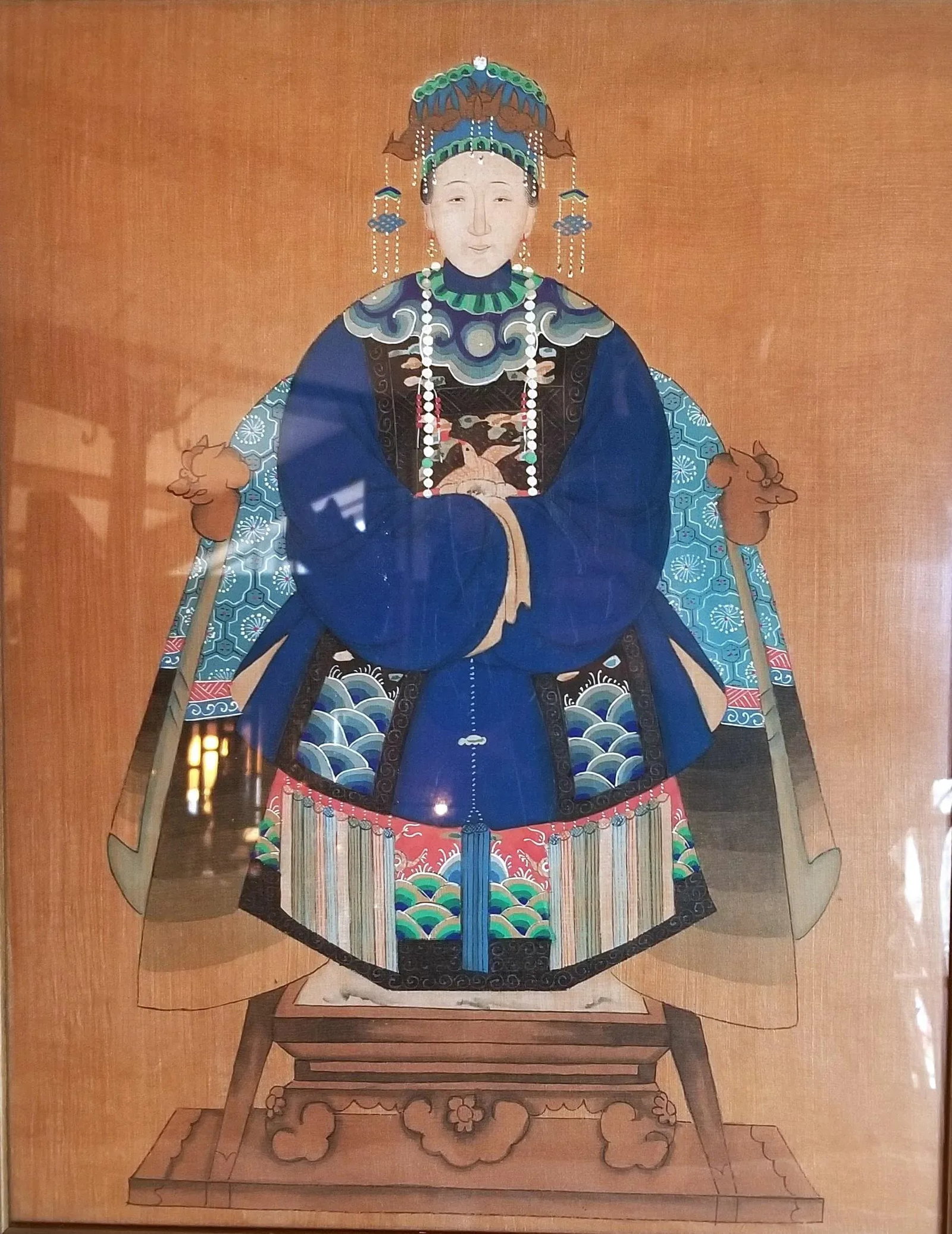 1930s Pair of Chinese Ancestorial Portrait Paintings, Framed - 2