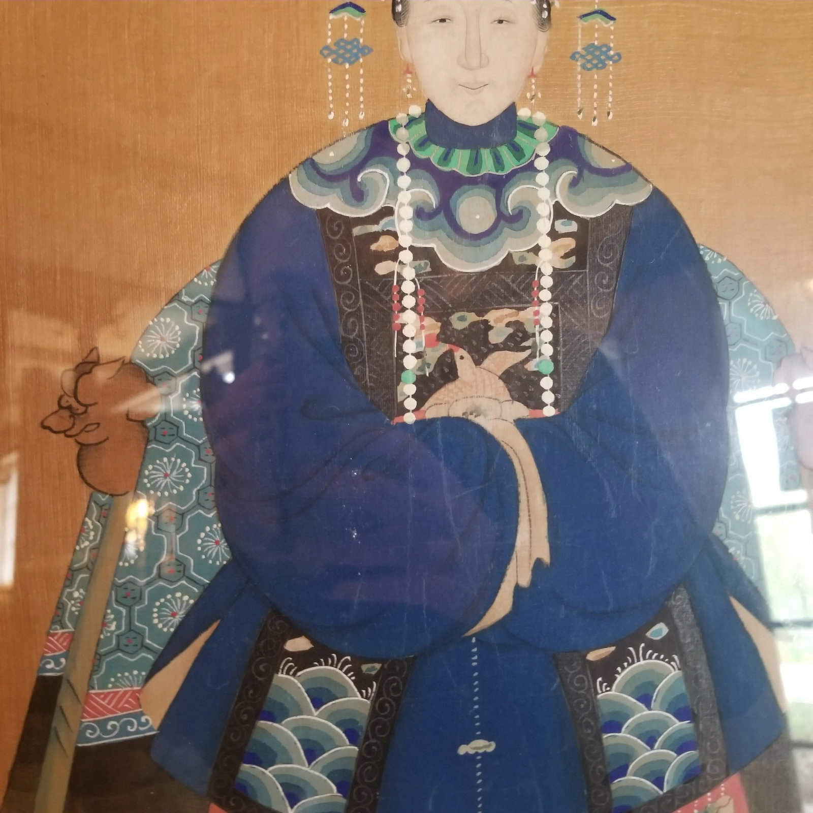 1930s Pair of Chinese Ancestorial Portrait Paintings, Framed - 3