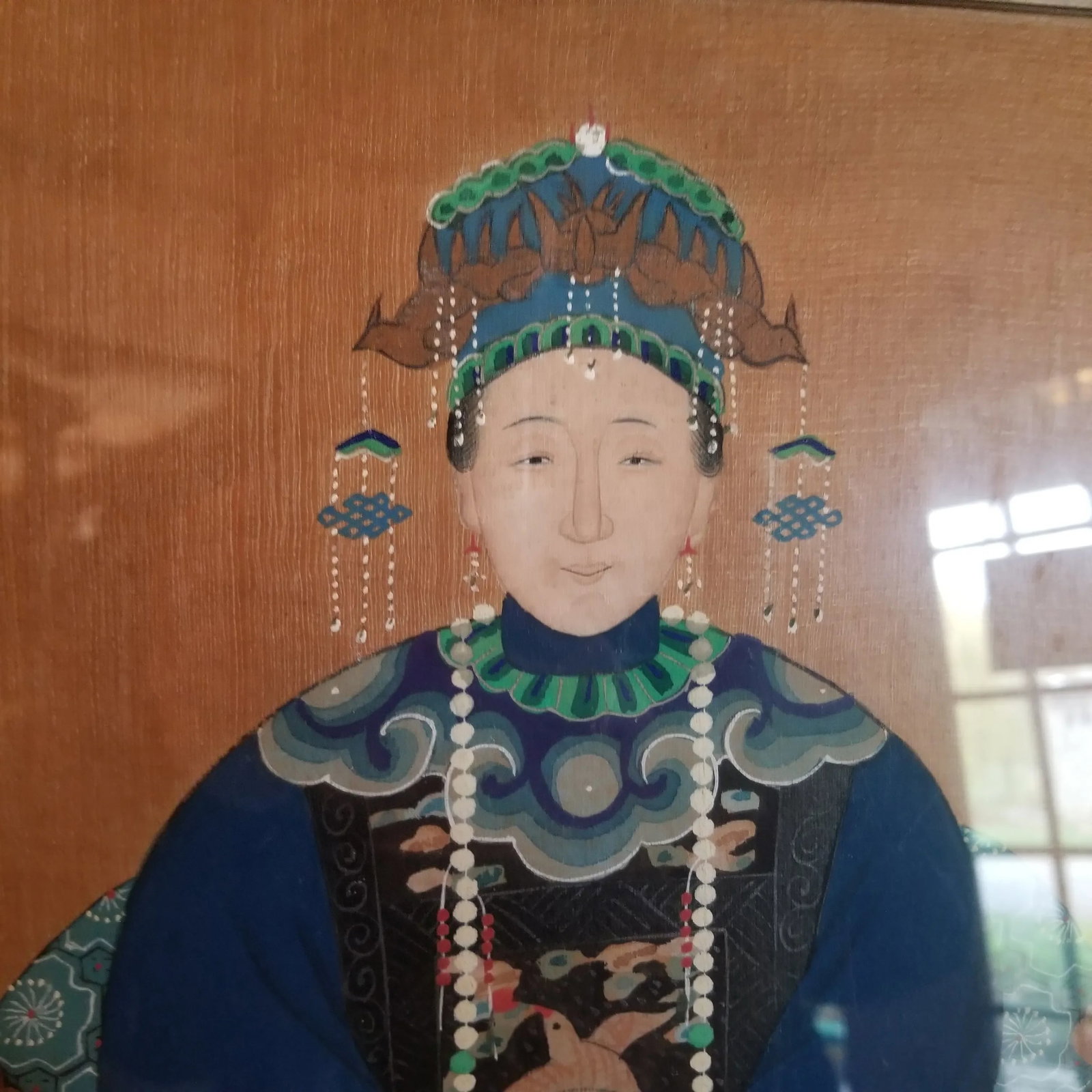 1930s Pair of Chinese Ancestorial Portrait Paintings, Framed - 4