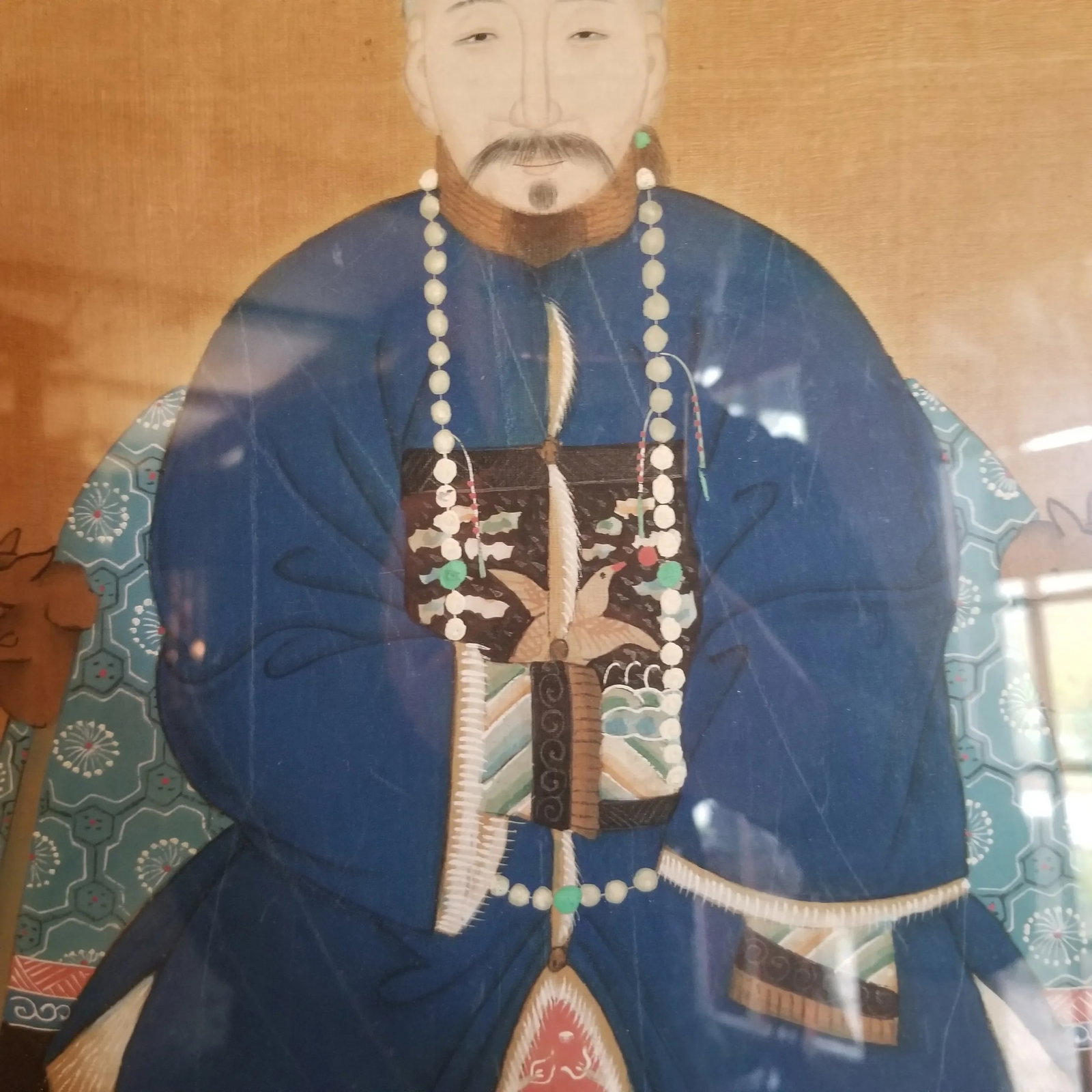 1930s Pair of Chinese Ancestorial Portrait Paintings, Framed - 6