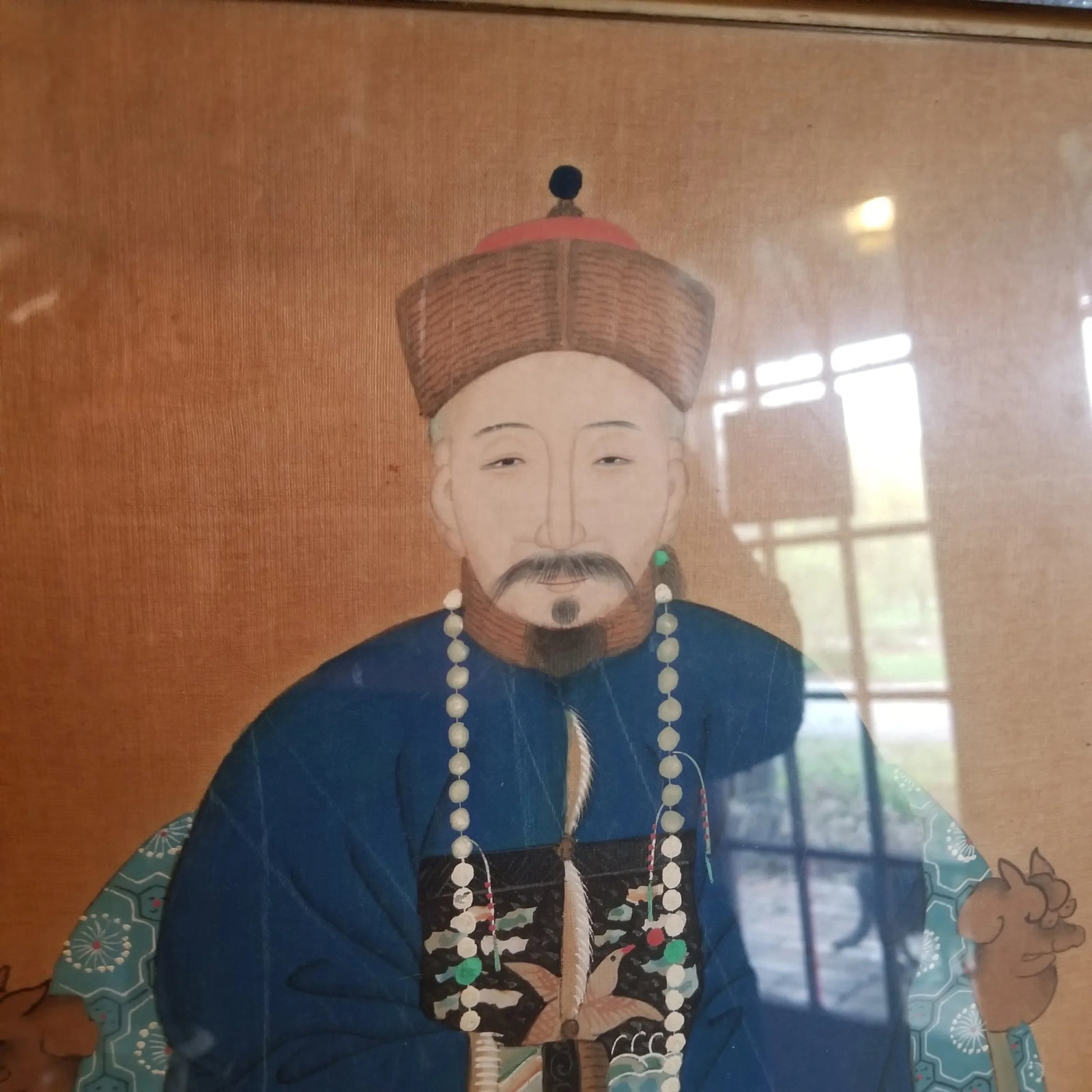 1930s Pair of Chinese Ancestorial Portrait Paintings, Framed - 7