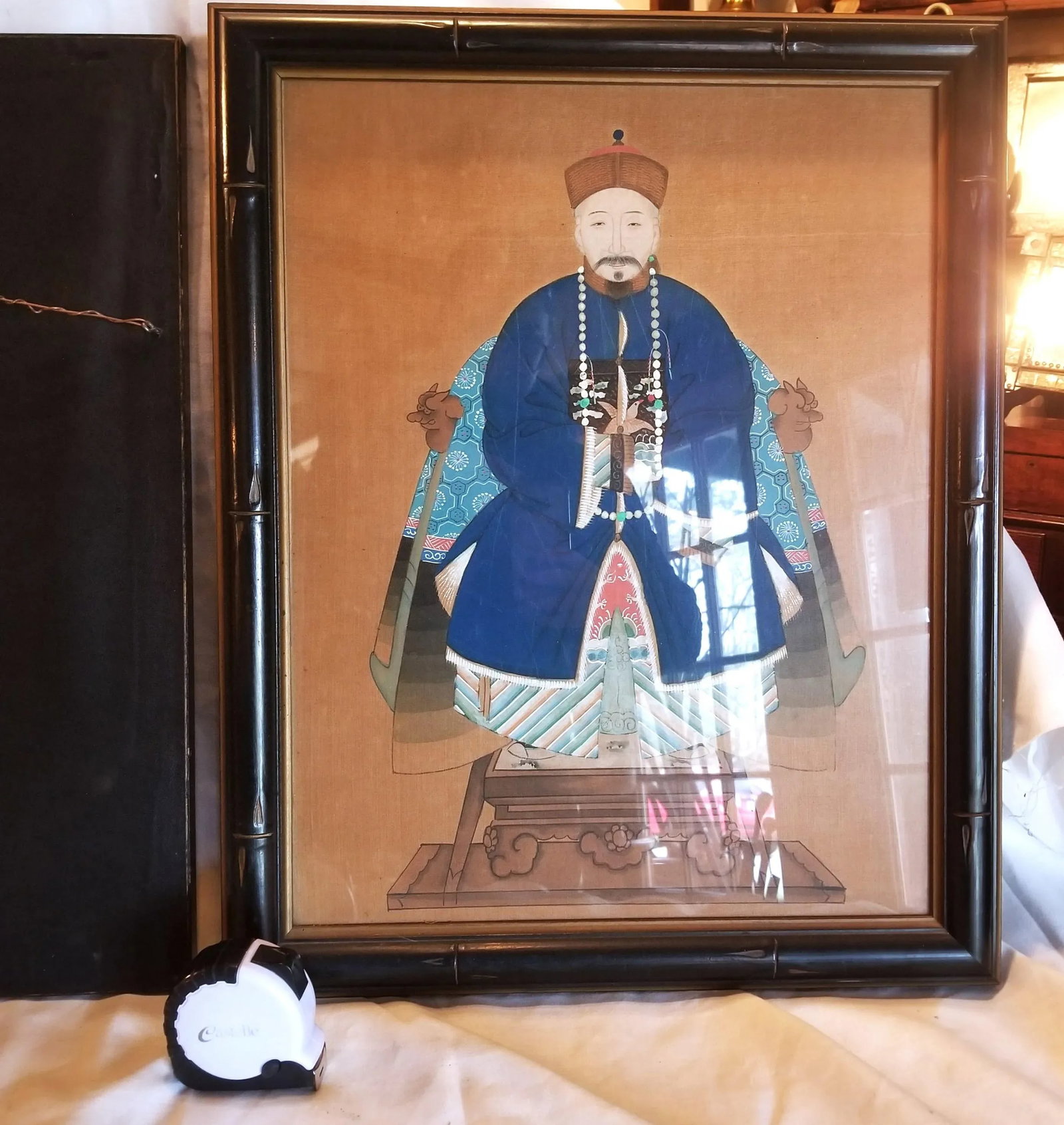 1930s Pair of Chinese Ancestorial Portrait Paintings, Framed - 8