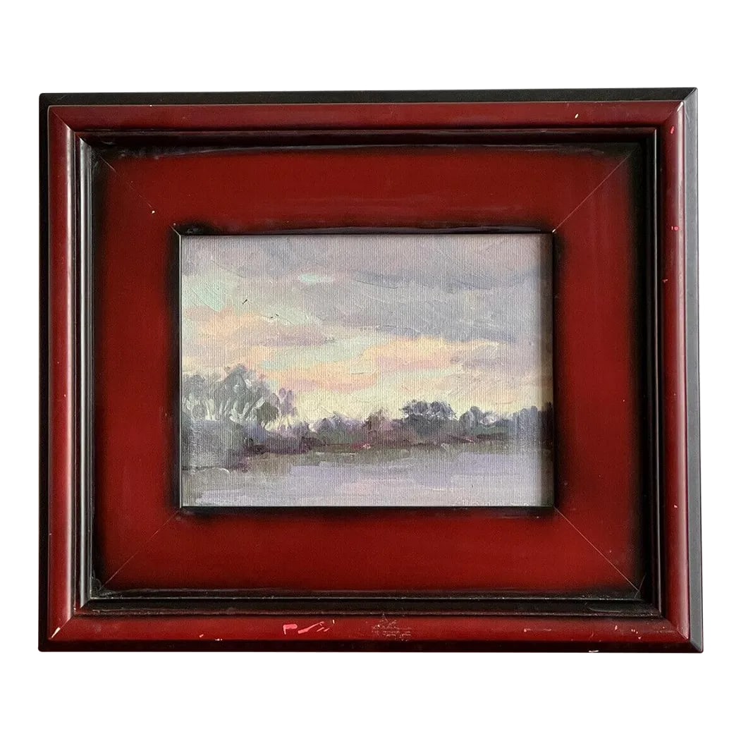 Morning Clouds Impressionist Plein Air Art Oil Painting Manon Sander 6" X 8": PALM BEACH ESTATE FIND!! Lovely little painting entitled "Morning Clouds" by Manson Sander. This is a subtle Impressionist plein air oil on linen panel measuring 8" wide x 6" high Framed measurements 
