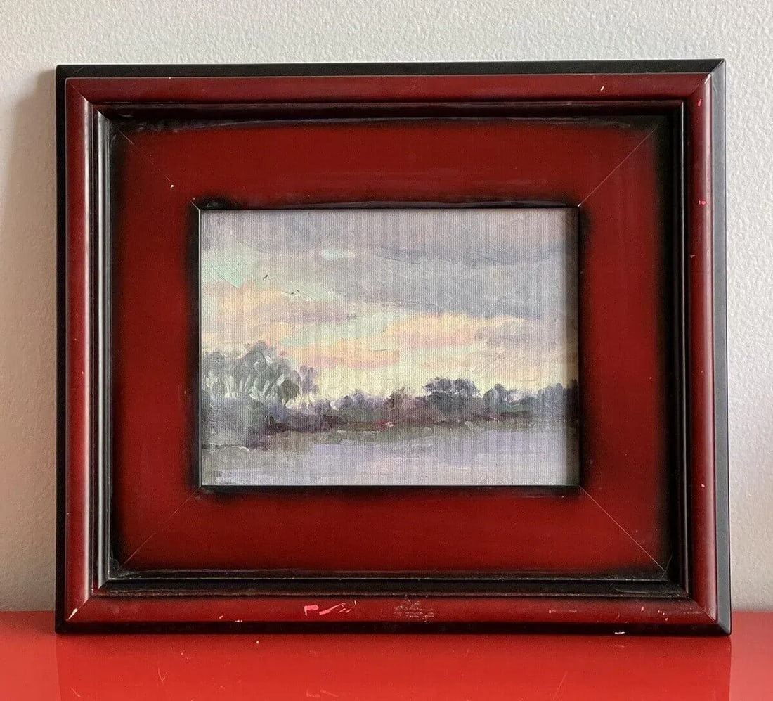 Morning Clouds Impressionist Plein Air Art Oil Painting Manon Sander 6" X 8" - 6