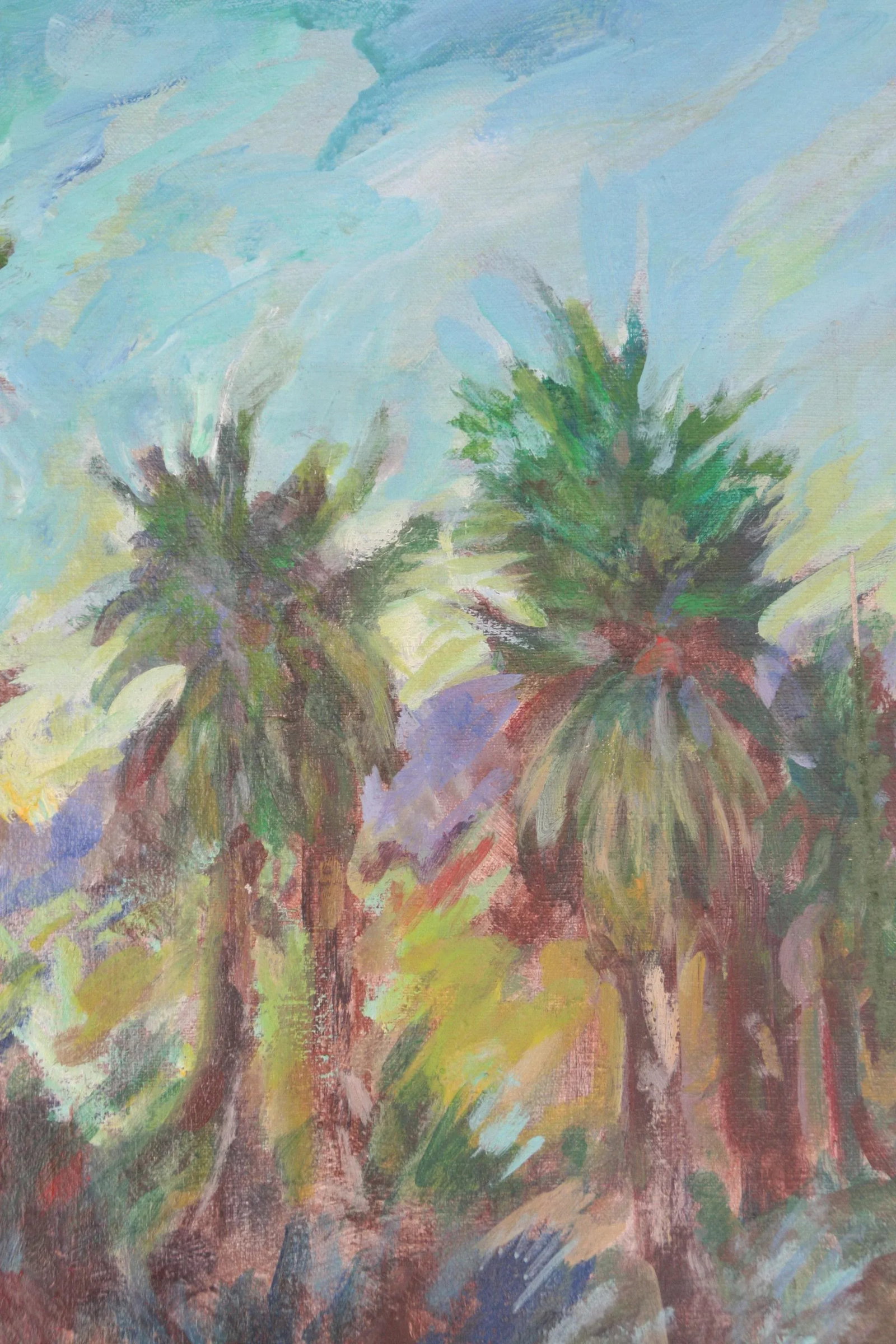Vintage Original Lanscape of Palm Trees and River - 2