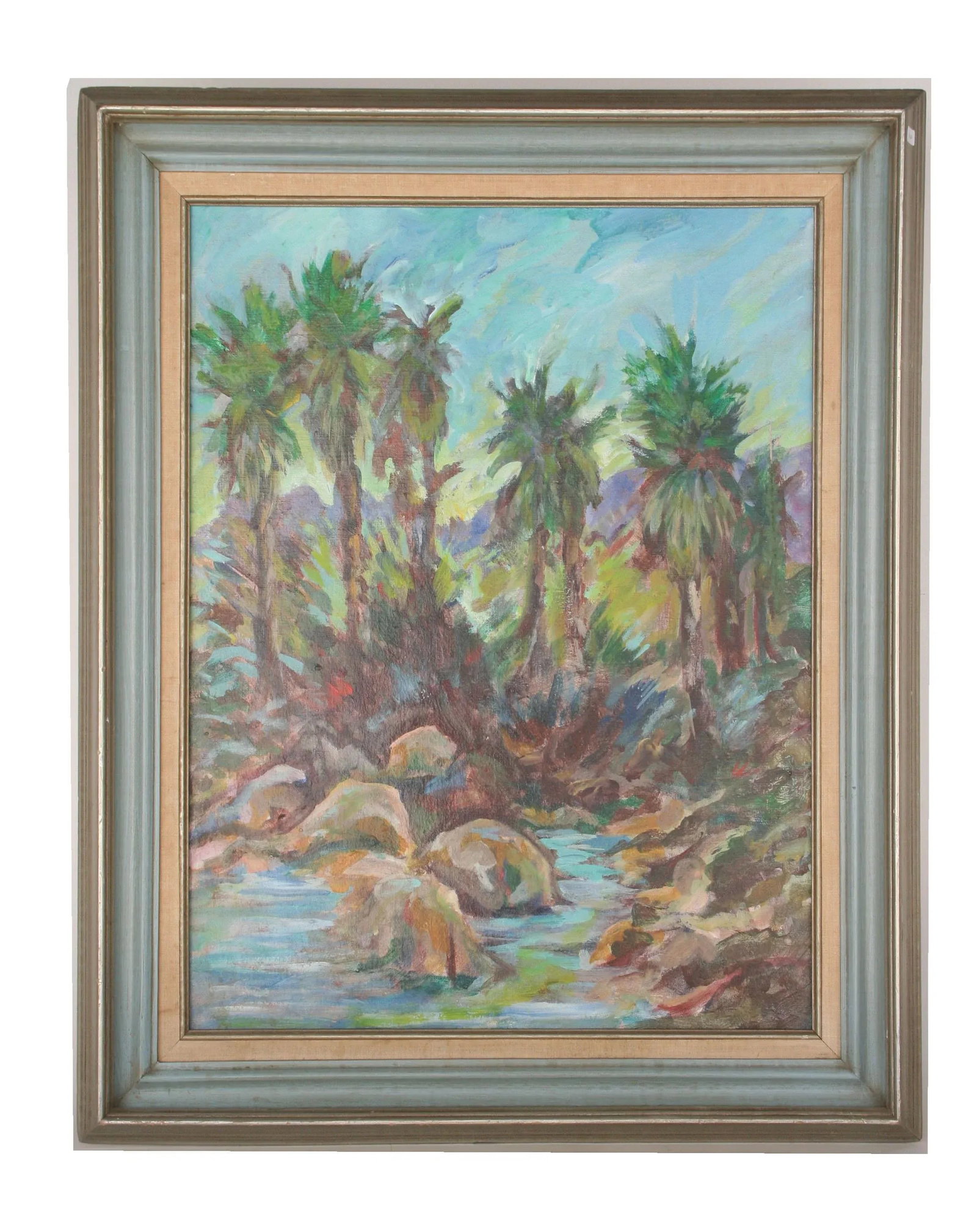 Vintage Original Lanscape of Palm Trees and River - 3