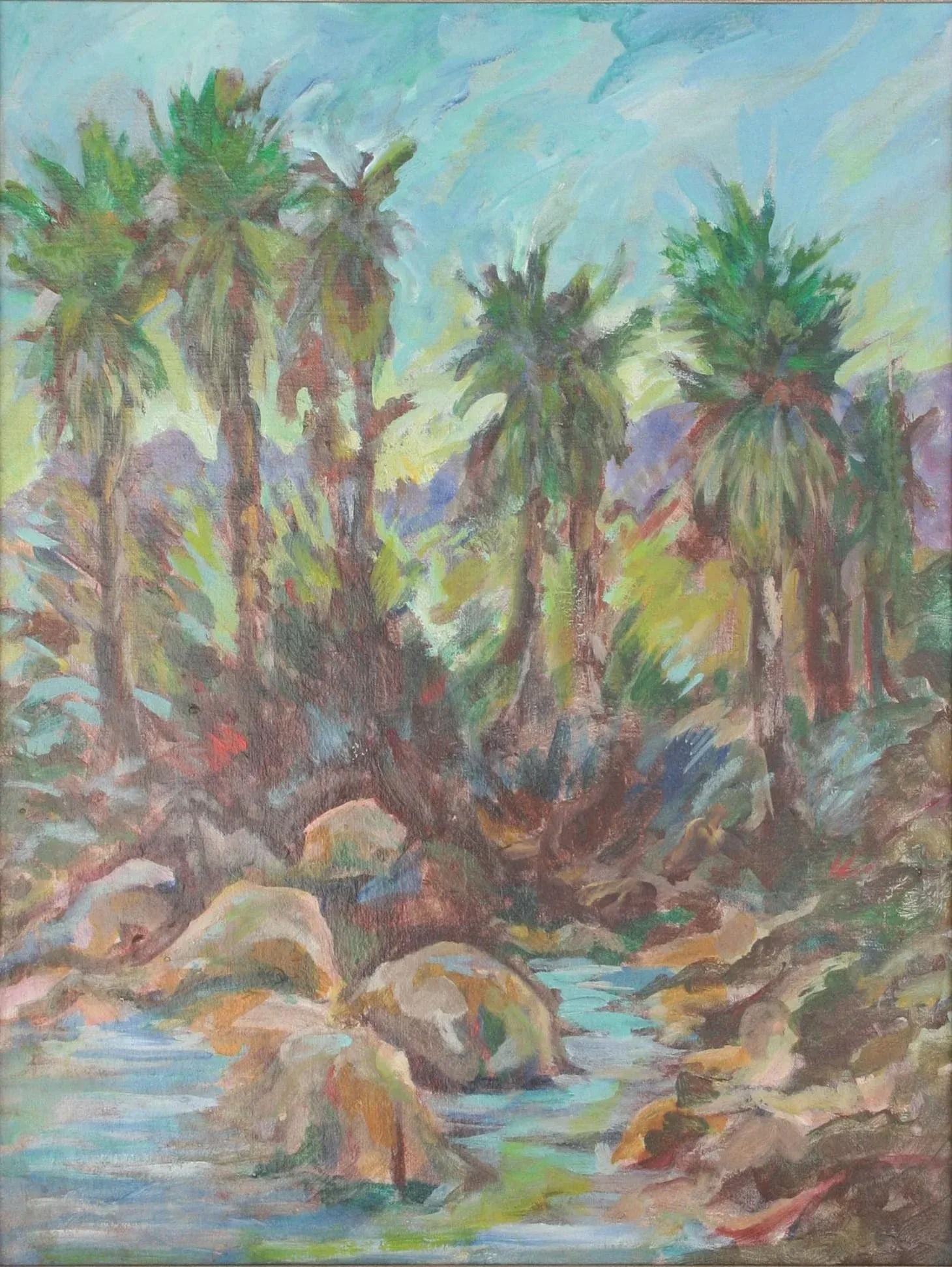 Vintage Original Lanscape of Palm Trees and River - 6