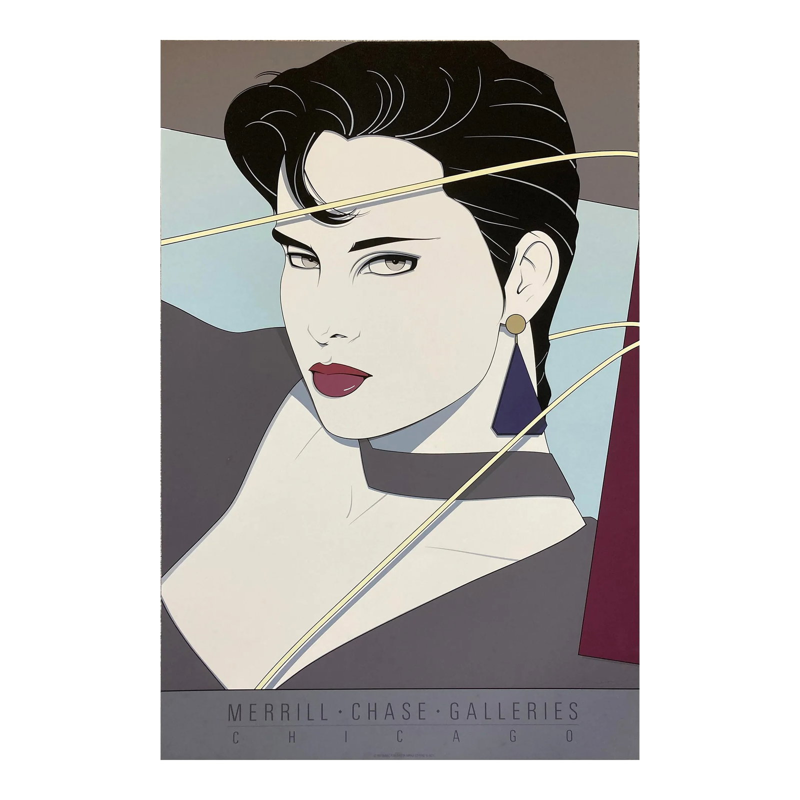 Vintage Patrick Nagel 'Commemorative #11' Serigraph Print: Artist: Patrick Nagel 'Nagel Commemorative Eleven' (NC 11), 1987 Serigraph on 100% cotton archival grade heavyweight rag paper Published by Mirage Editions, a limited run edition, signed in plate Prin