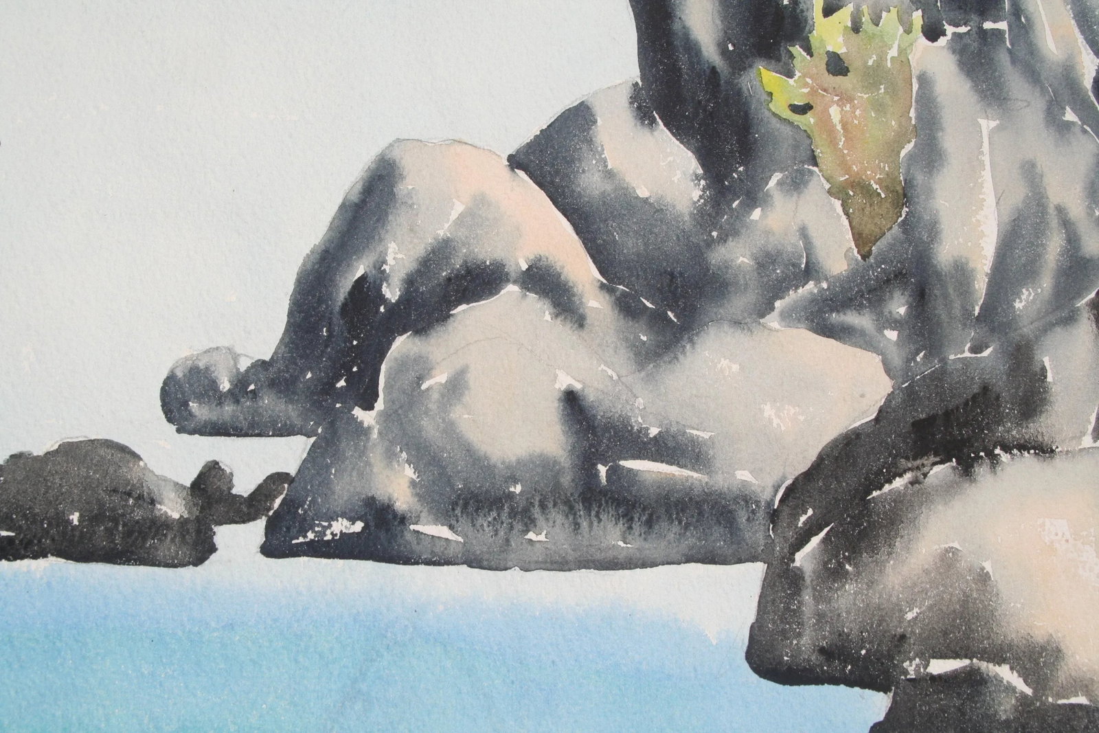 Original Vintage Nordic Waters Watercolor Painting - 3