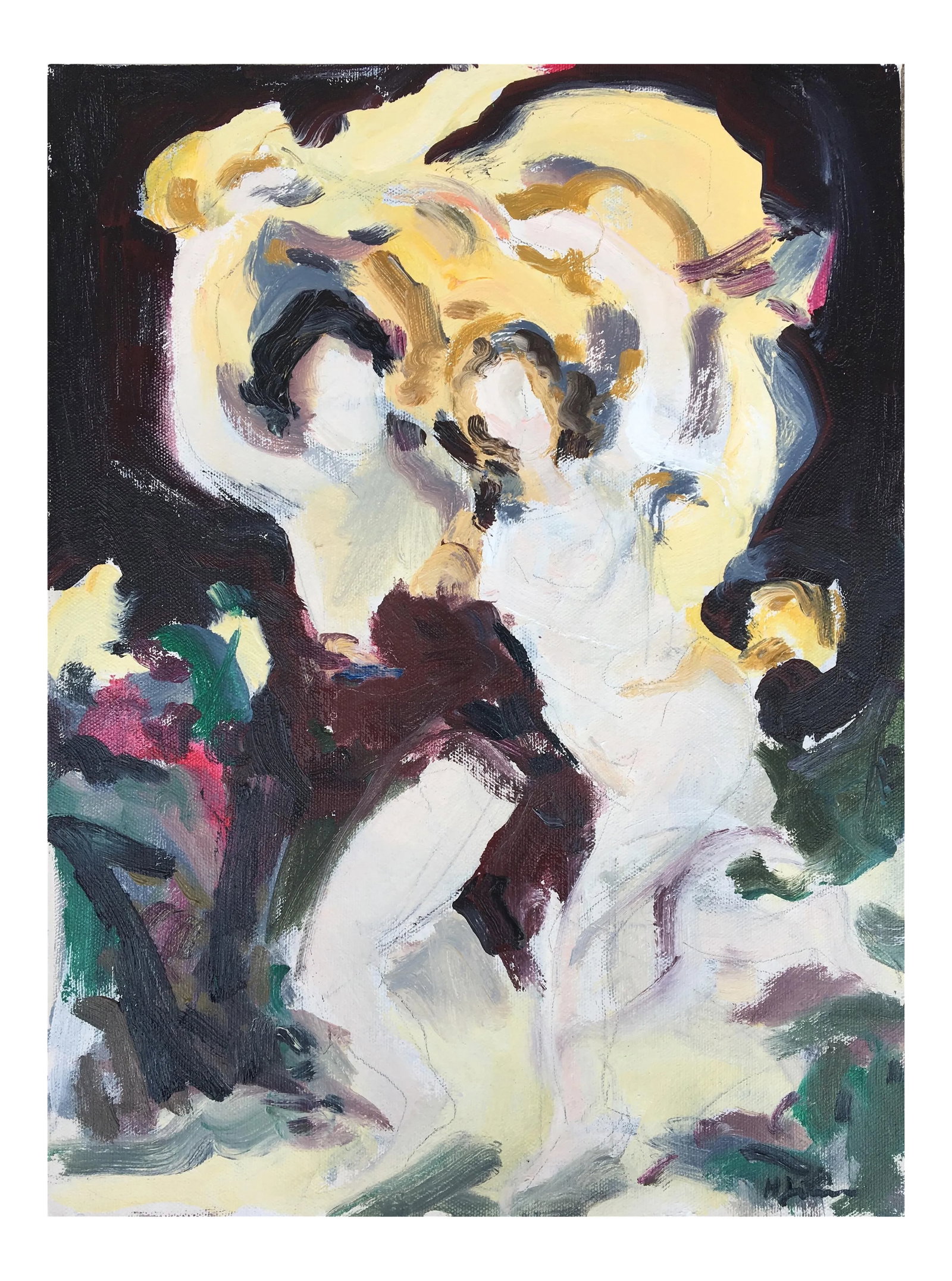 Into the Storm Painting - 14 X 1 2 Oil on Canvas: The beauty of a man and woman caught in a storm. Referencing the painting "The Storm" by Pierre Auguste Cot. Which suggests the romance of Daphnis and Chloe by the ancient Greek writer Longus.
