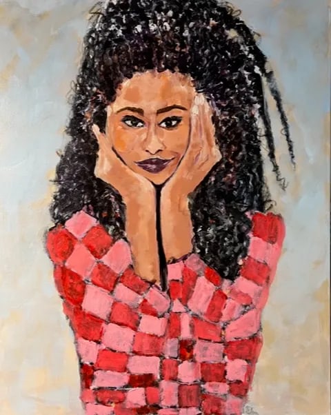 Amanda Gorman Original Painting by Sandy Welch: Original painting on canvas by Sandy Welch From The Chairish Art Gallery at Bergdorf Goodman Condition: Imperfections: No Imperfections Condition Notes: New Origin: United States Materials &