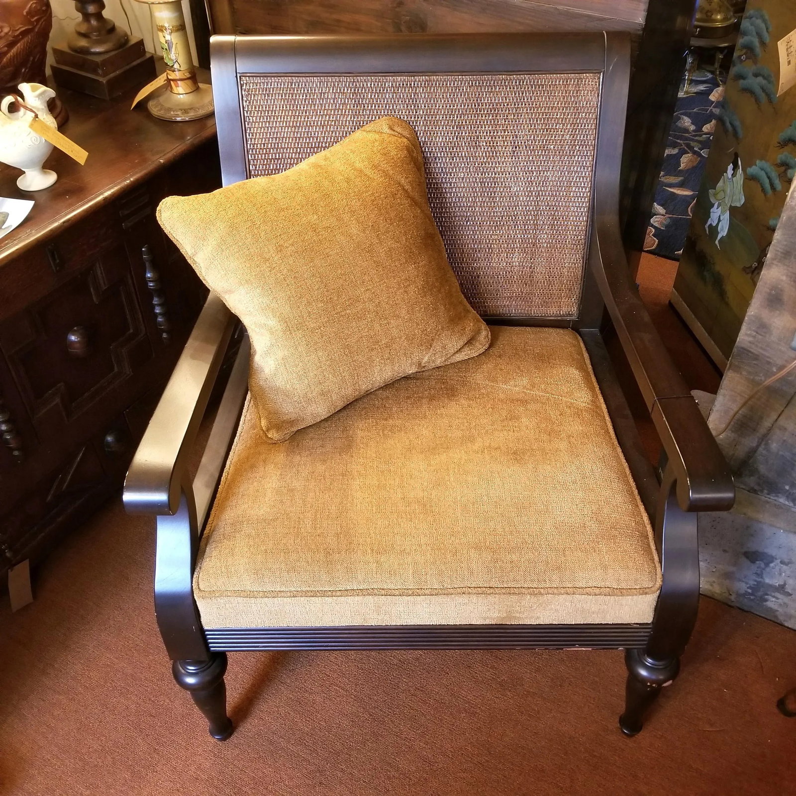 Palecek Chenille Lounge Chair With Throw Pillows - 2