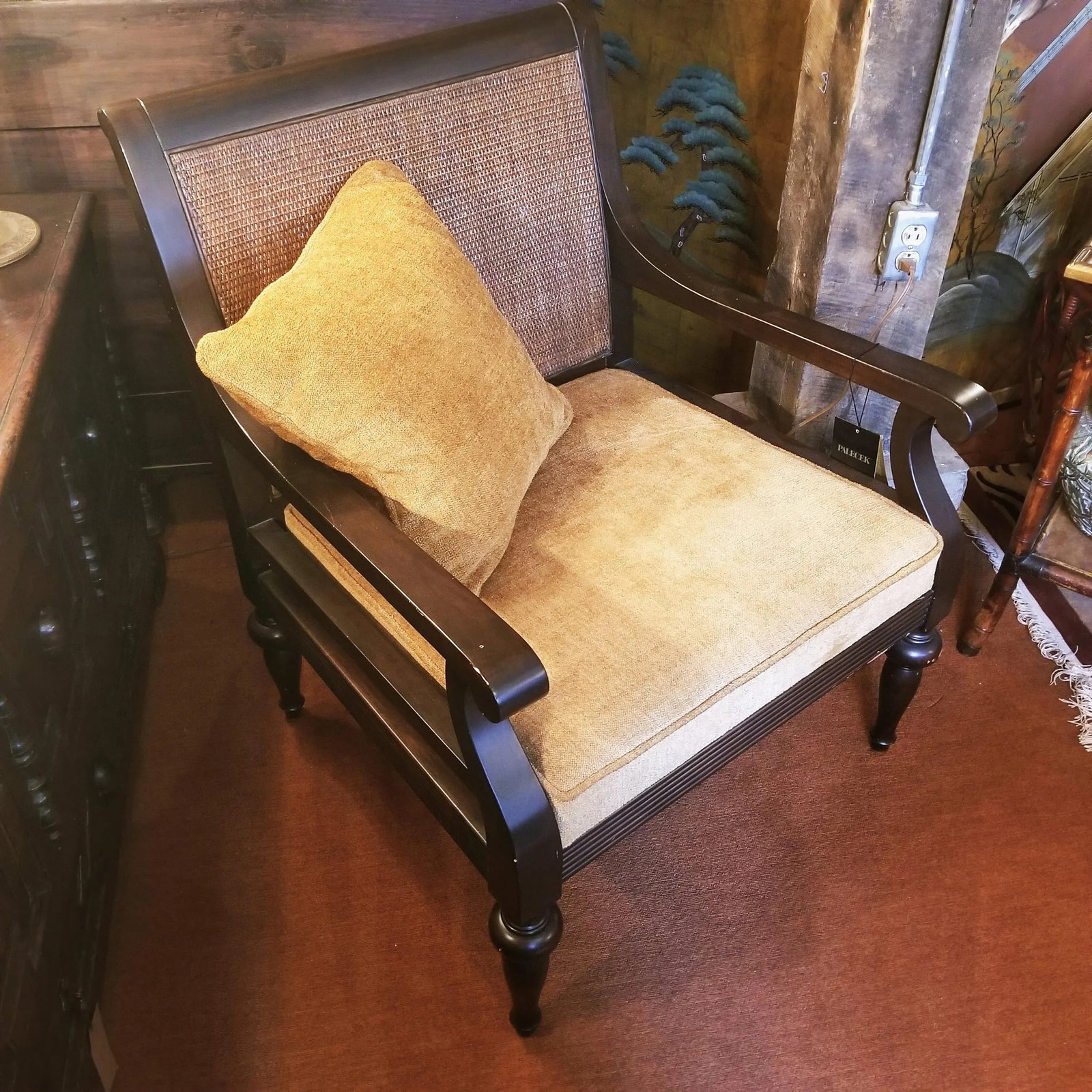 Palecek Chenille Lounge Chair With Throw Pillows - 7