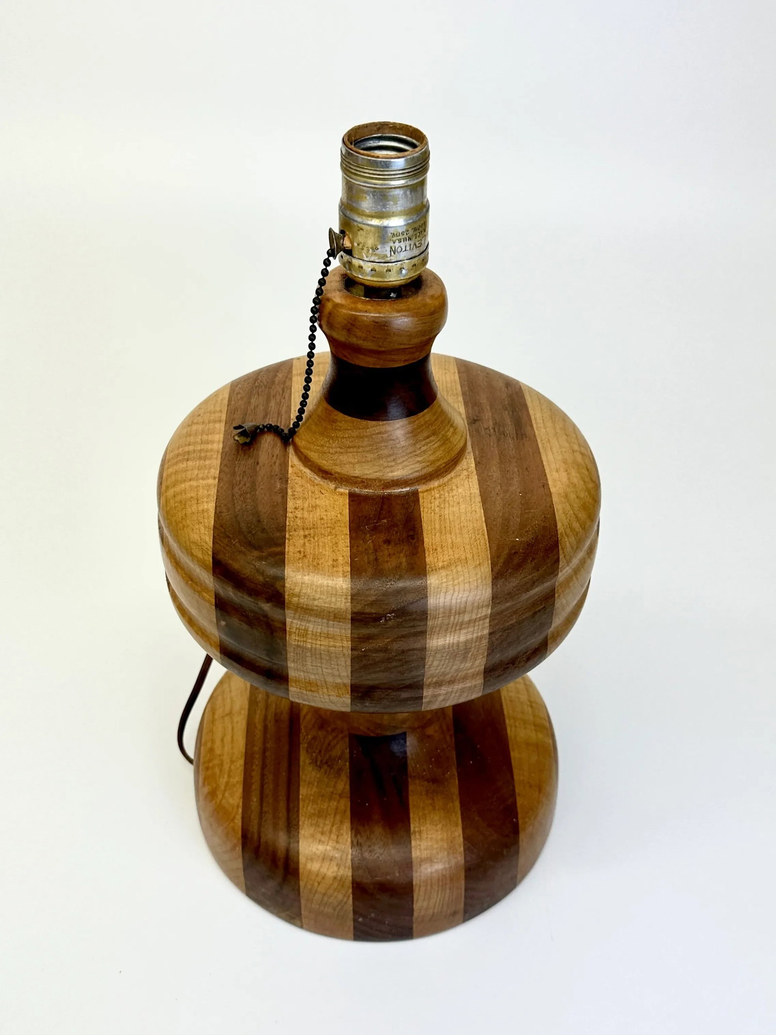 2-Toned Striped Wooden Table Lamp - 2