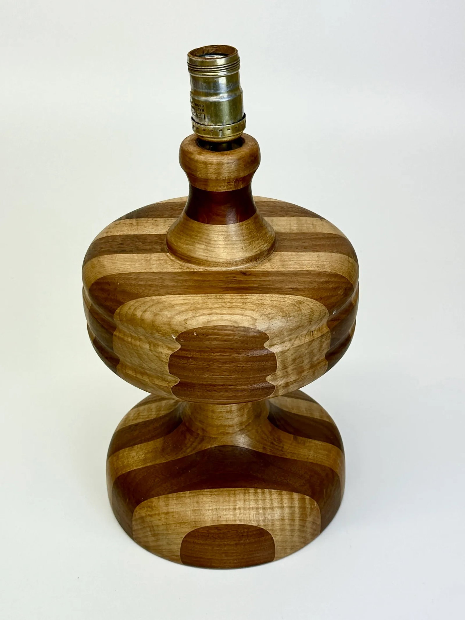 2-Toned Striped Wooden Table Lamp - 4
