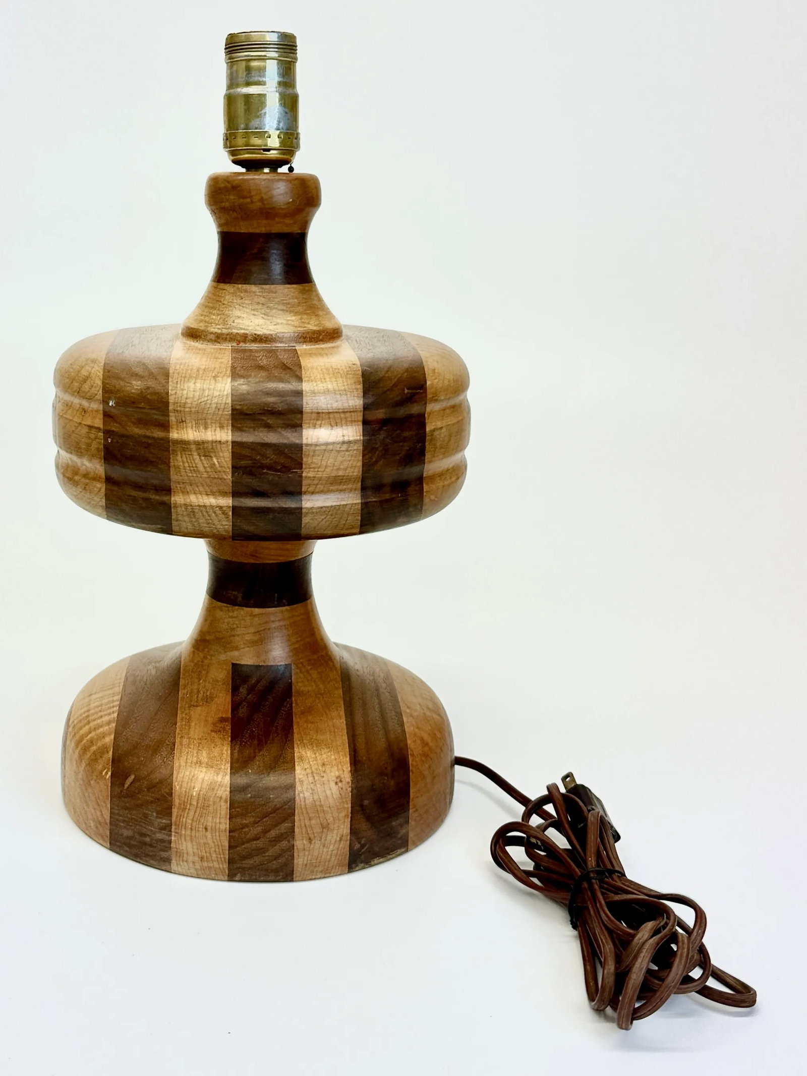 2-Toned Striped Wooden Table Lamp - 6