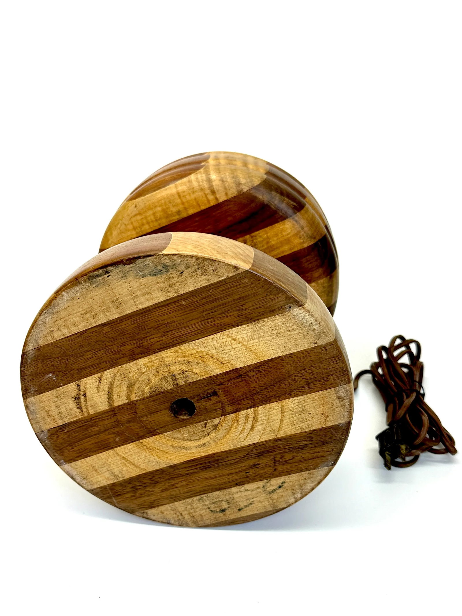 2-Toned Striped Wooden Table Lamp - 8