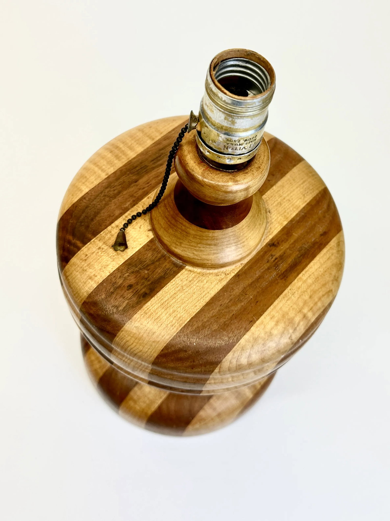 2-Toned Striped Wooden Table Lamp - 9