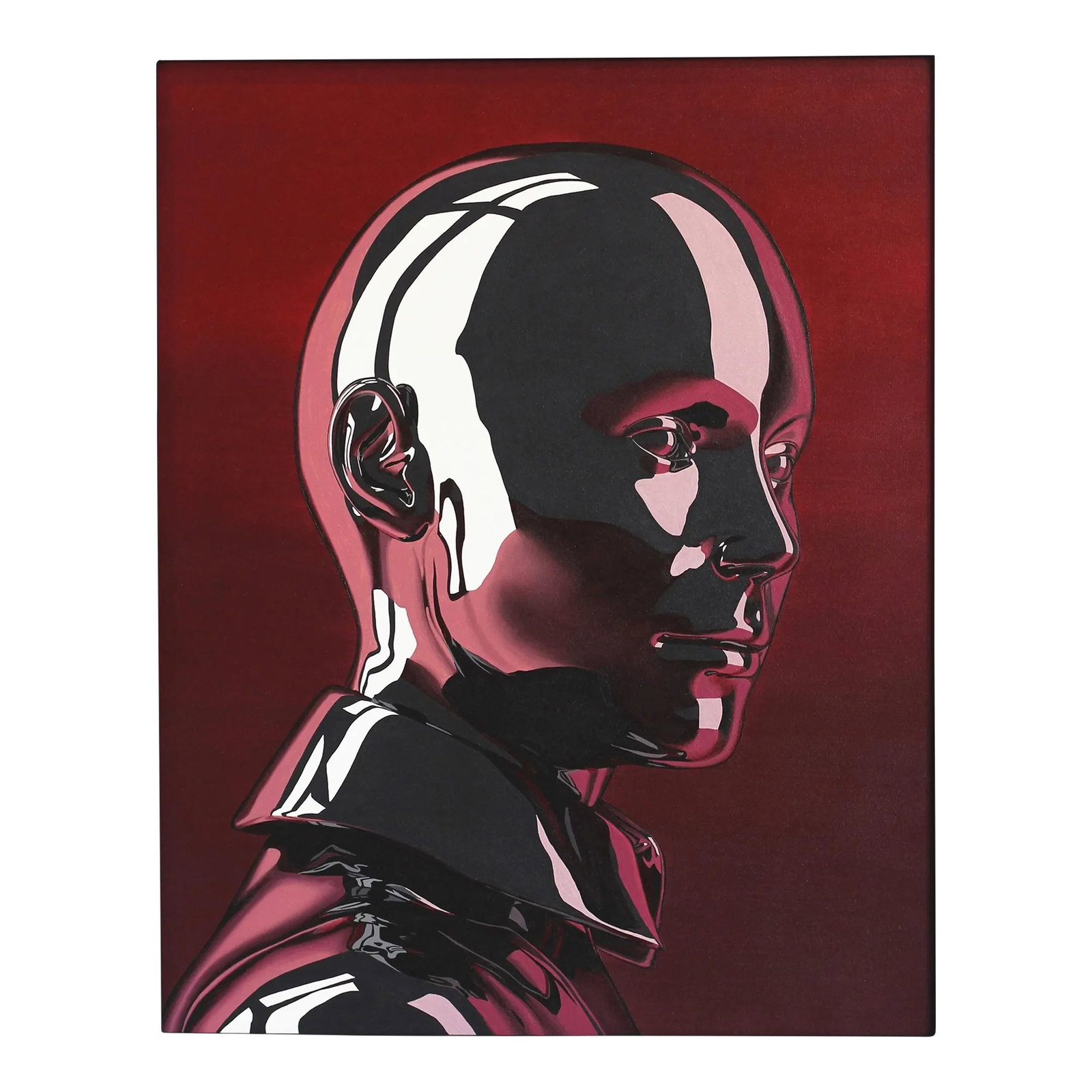 Portrait Magenta - Hyperrealistic Figurative Contemporary Oil Painting on Canvas: Combining photorealistic oil painting on canvas with the illusion of computer-rendered graphics, Jose Carlos Zubiaur's original artworks transcend the depth of a hyperrealistic three-dimensional