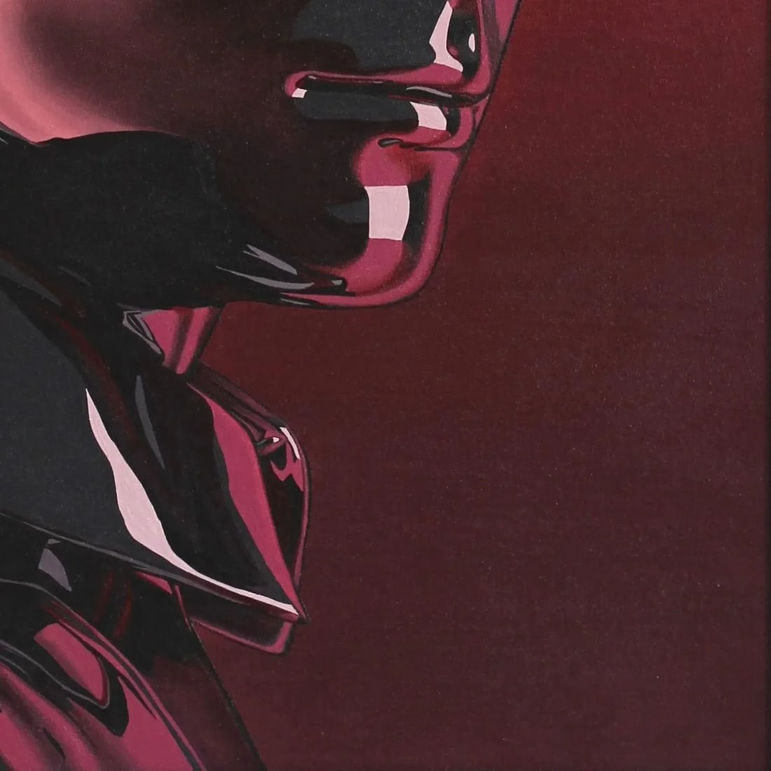 Portrait Magenta - Hyperrealistic Figurative Contemporary Oil Painting on Canvas - 3
