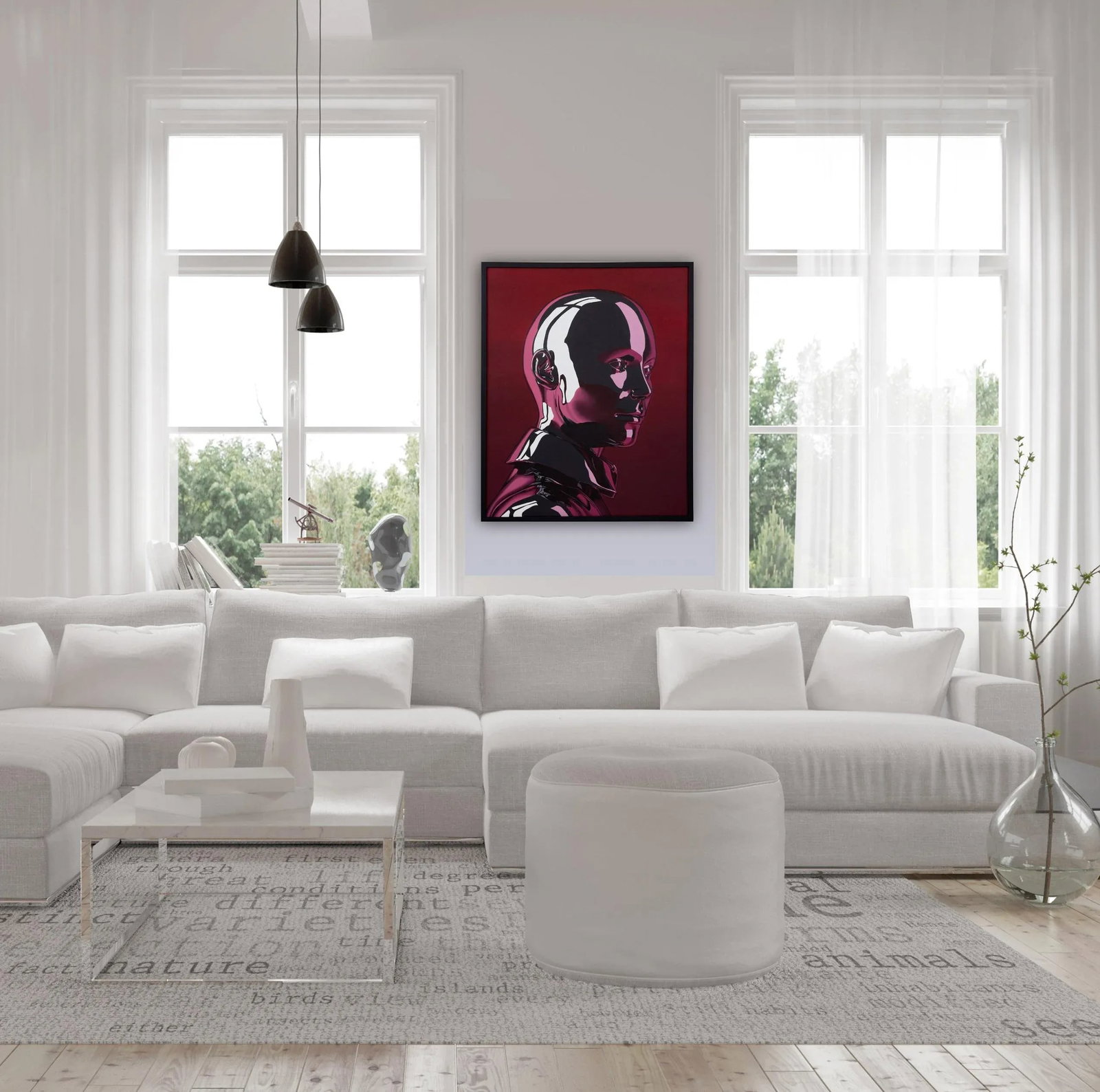 Portrait Magenta - Hyperrealistic Figurative Contemporary Oil Painting on Canvas - 7