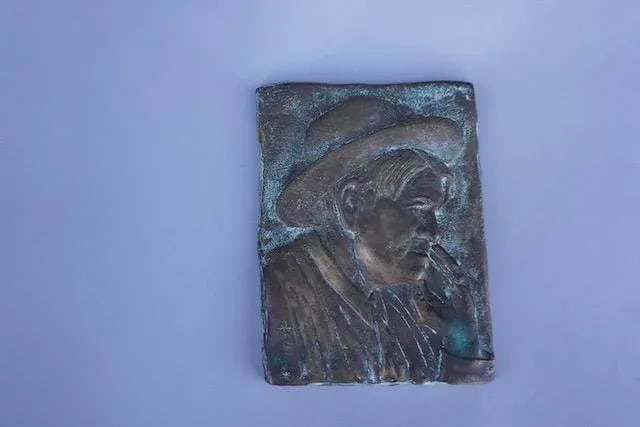 Charles Marion Russell - Self Portrait - Low Relief Bronze Plaque - 2