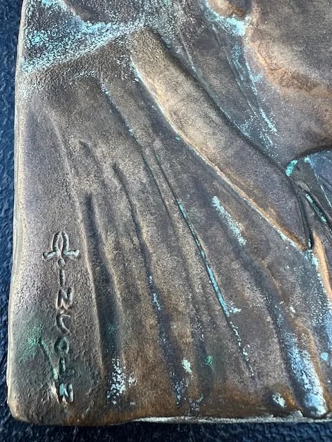 Charles Marion Russell - Self Portrait - Low Relief Bronze Plaque - 5