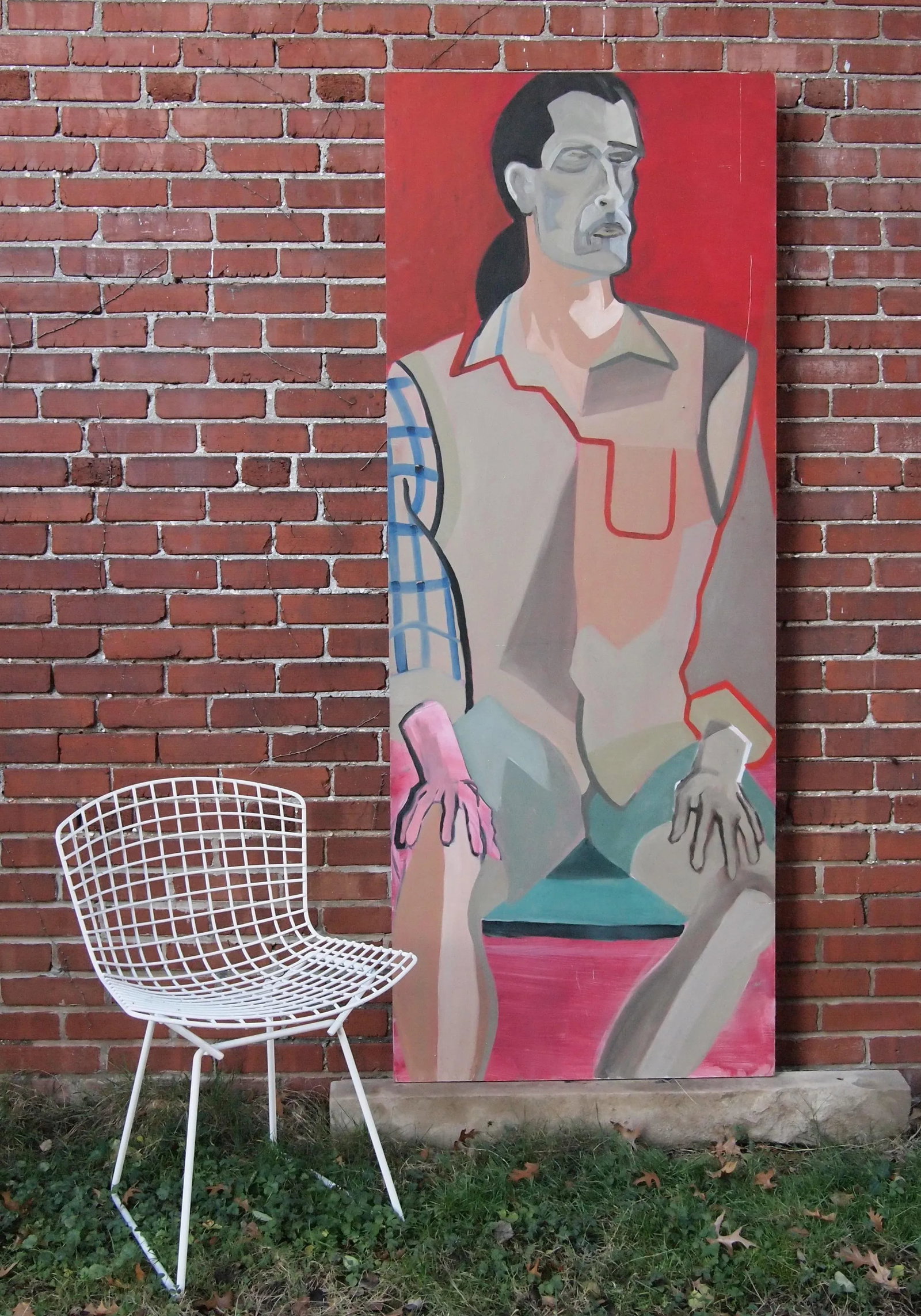 Original Greg Puglese Large-Scale Expressionist Portrait Painting on Door Panel - 2