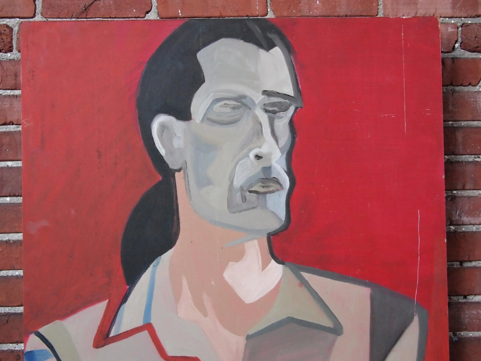 Original Greg Puglese Large-Scale Expressionist Portrait Painting on Door Panel - 3