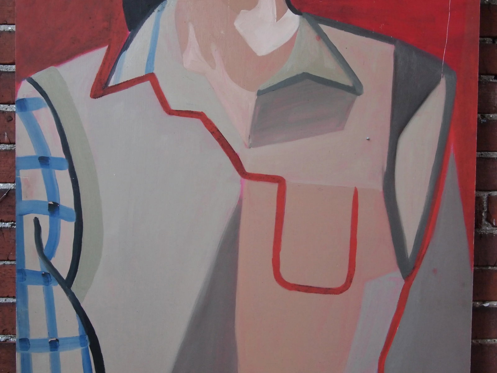 Original Greg Puglese Large-Scale Expressionist Portrait Painting on Door Panel - 4