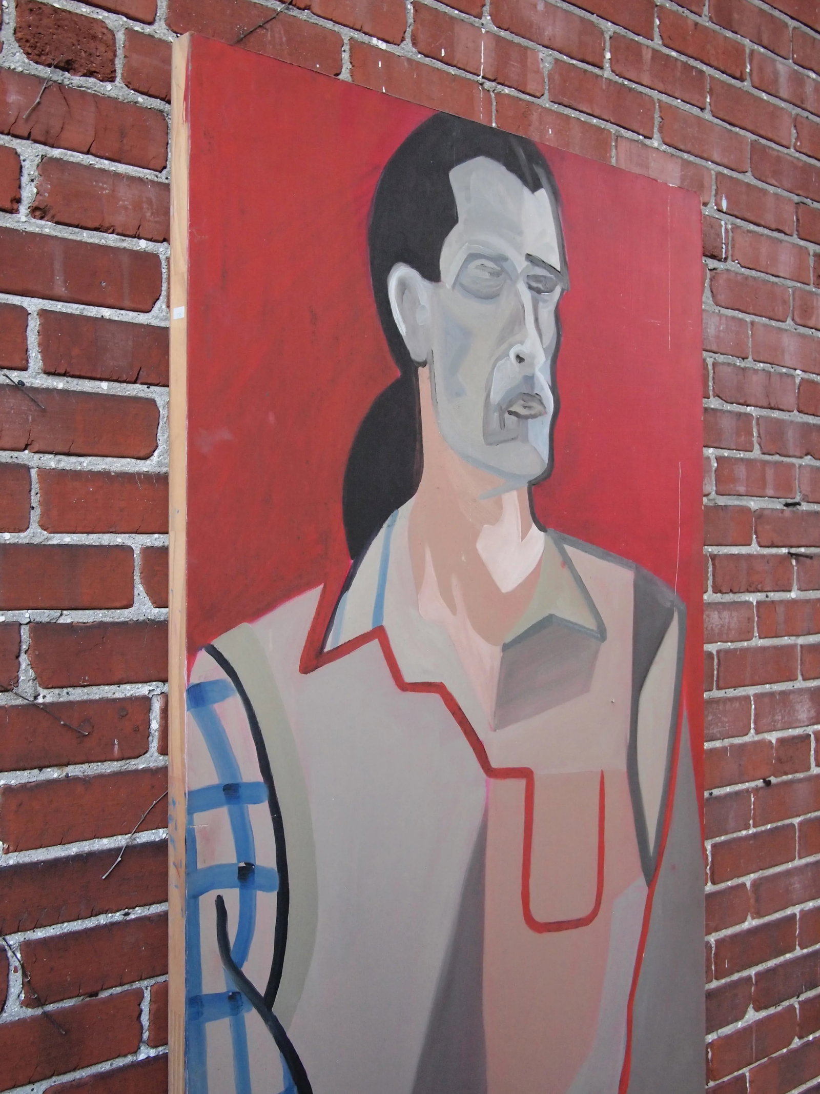 Original Greg Puglese Large-Scale Expressionist Portrait Painting on Door Panel - 7