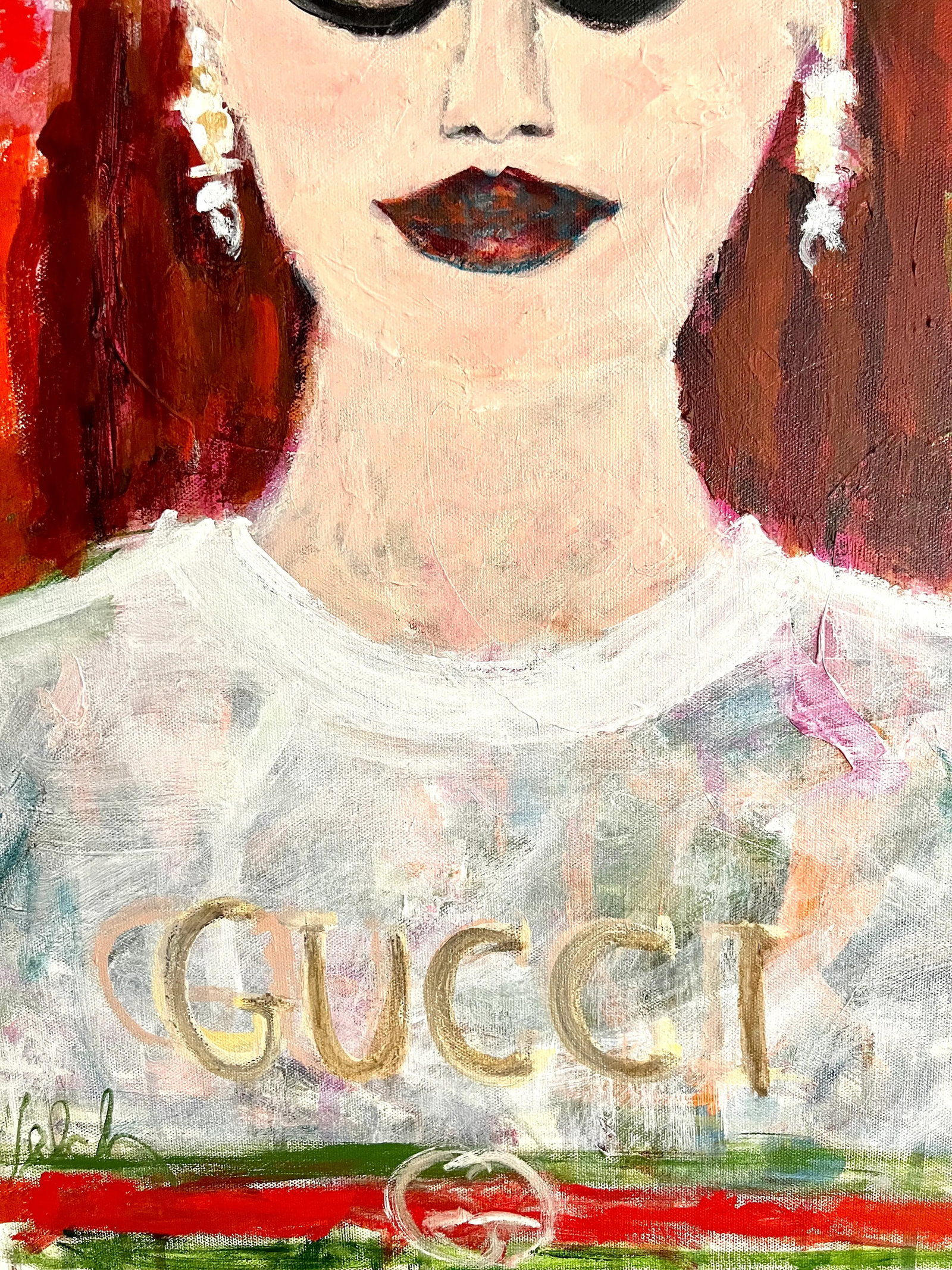 Gucci Gucci Goo Original Fashion Portrait Painting by Sandy Welch - 3