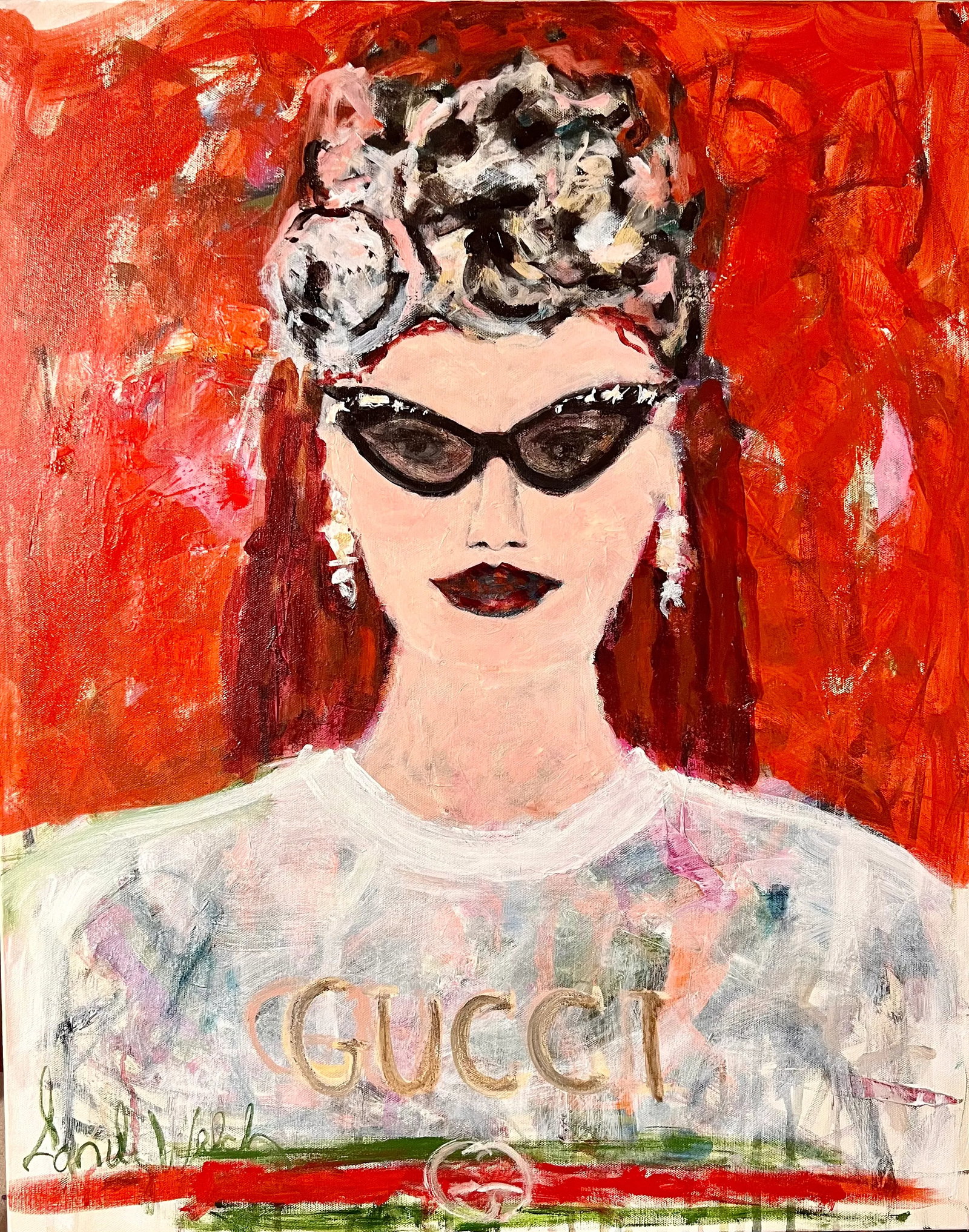 Gucci Gucci Goo Original Fashion Portrait Painting by Sandy Welch - 4
