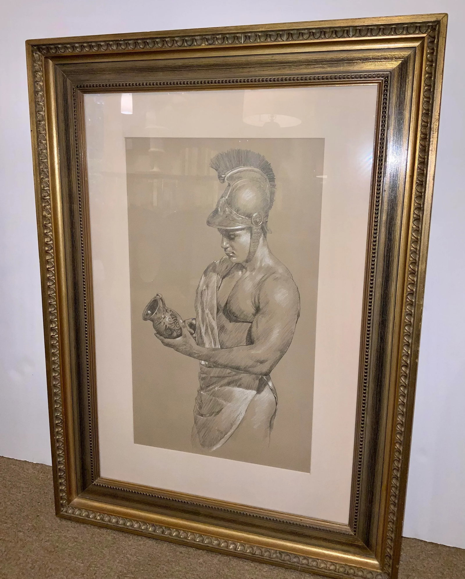 Original Pencil Drawing Portrait of a Gladiator - 2