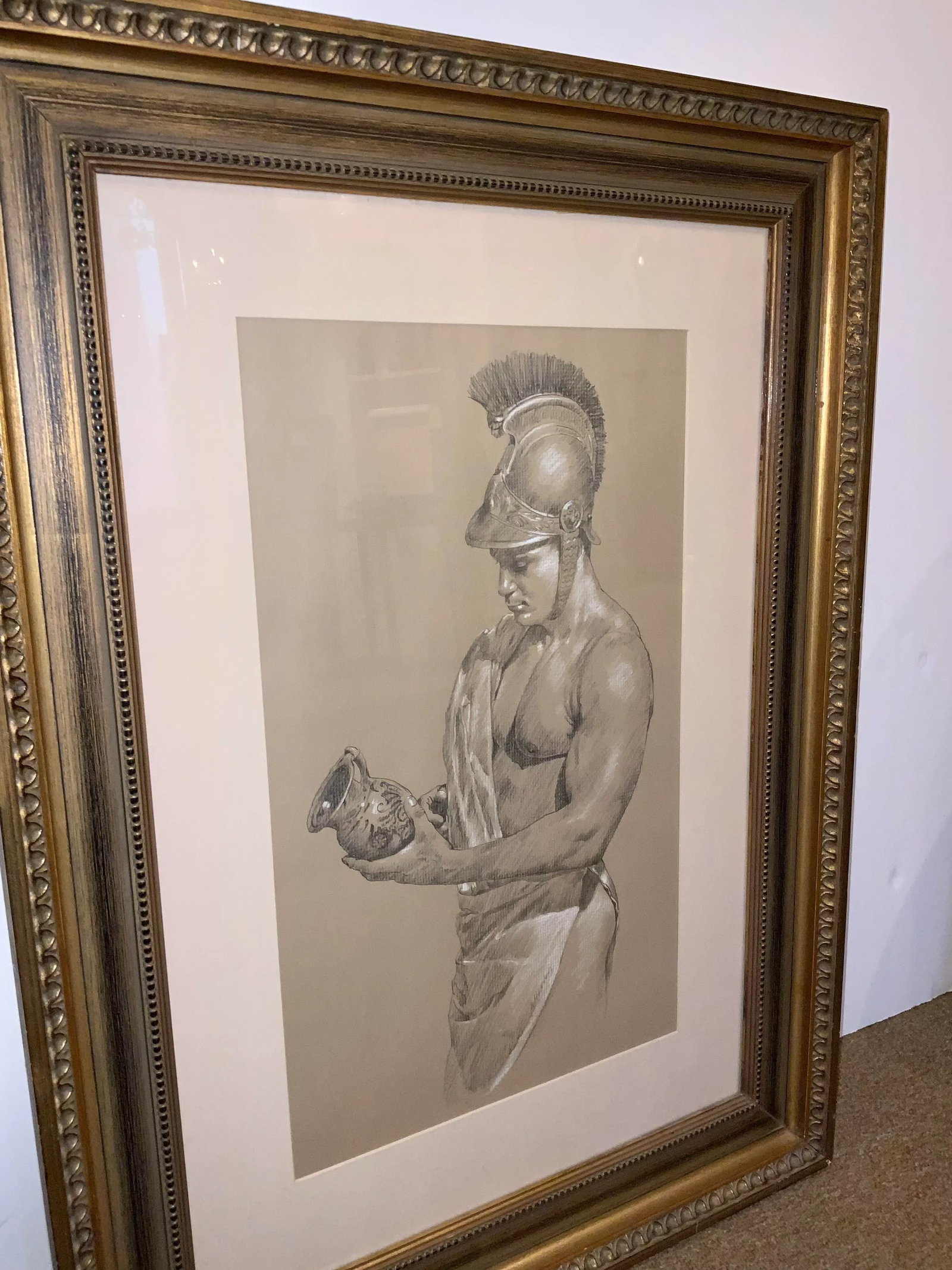 Original Pencil Drawing Portrait of a Gladiator - 4