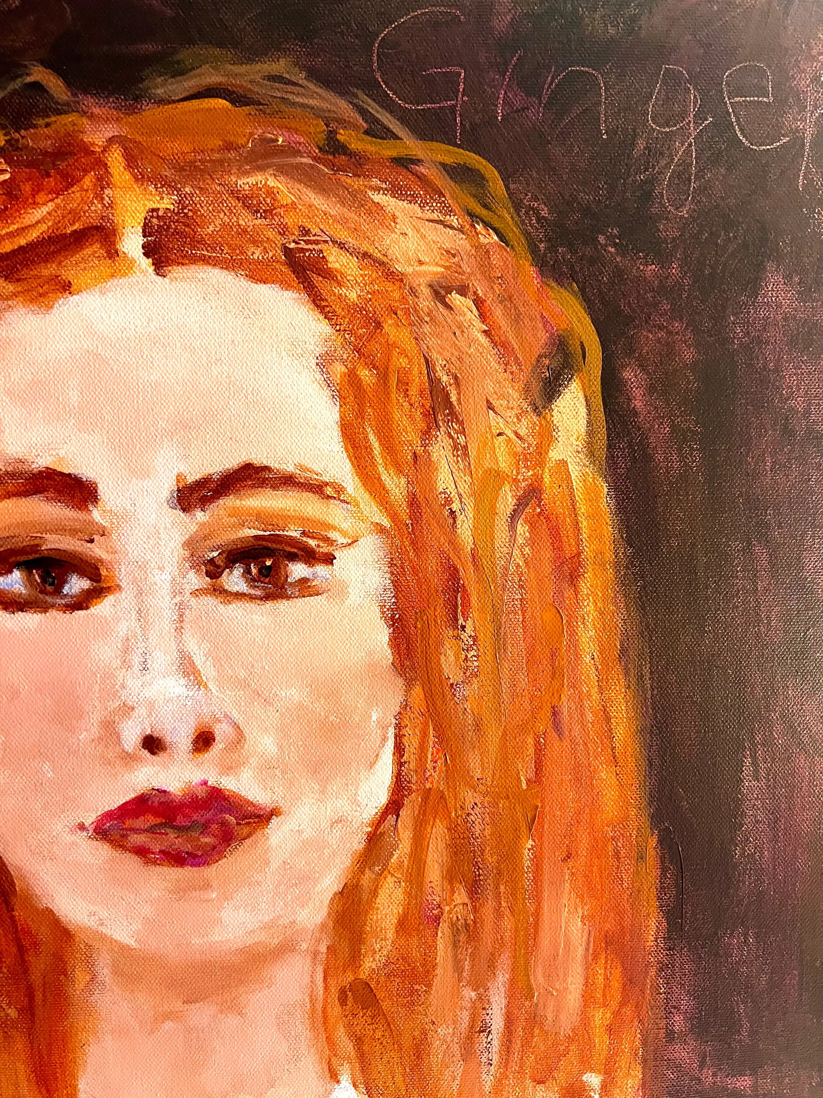 Ginger Original Expressionist Portrait Painting of a Woman with Red Hair by Sandy Welch - 2