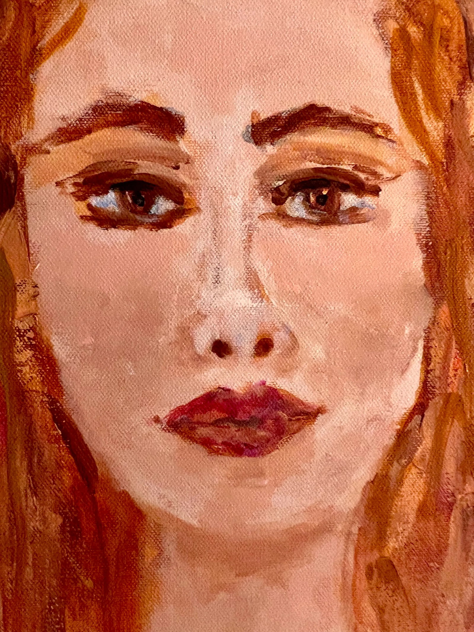 Ginger Original Expressionist Portrait Painting of a Woman with Red Hair by Sandy Welch - 3