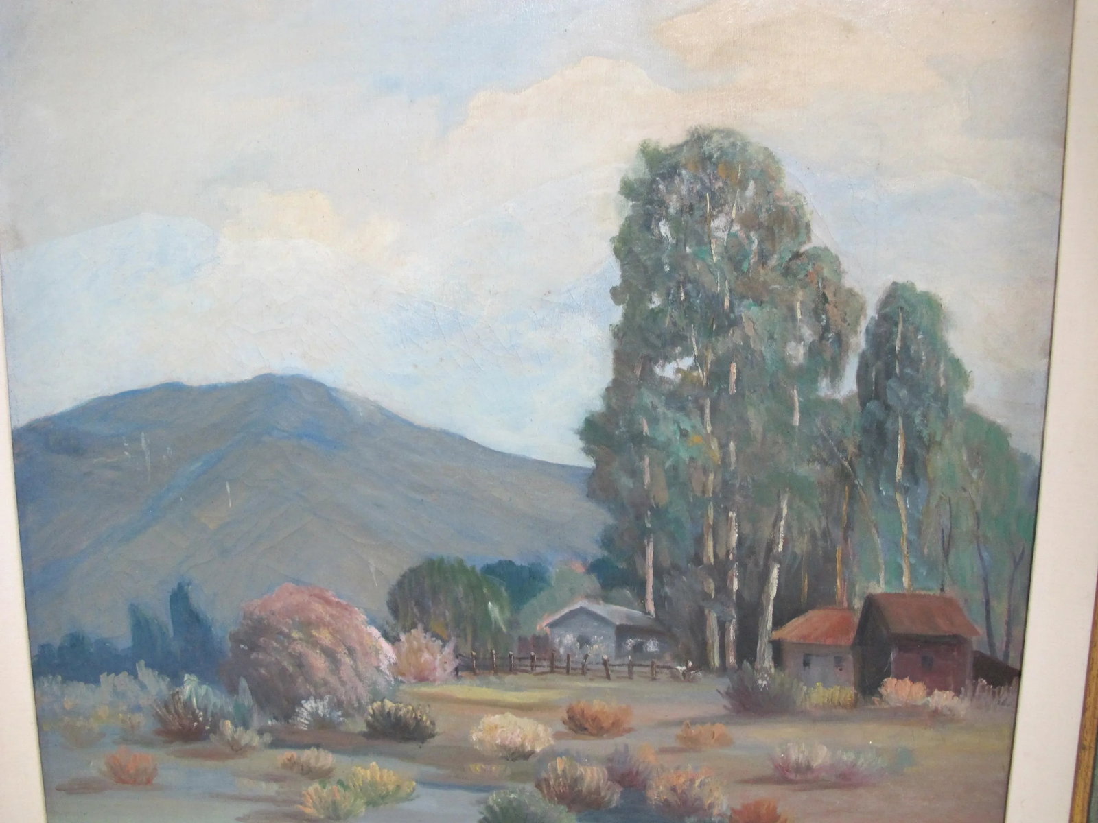 Signed Western Farmland Landscape Oil Painting - 2