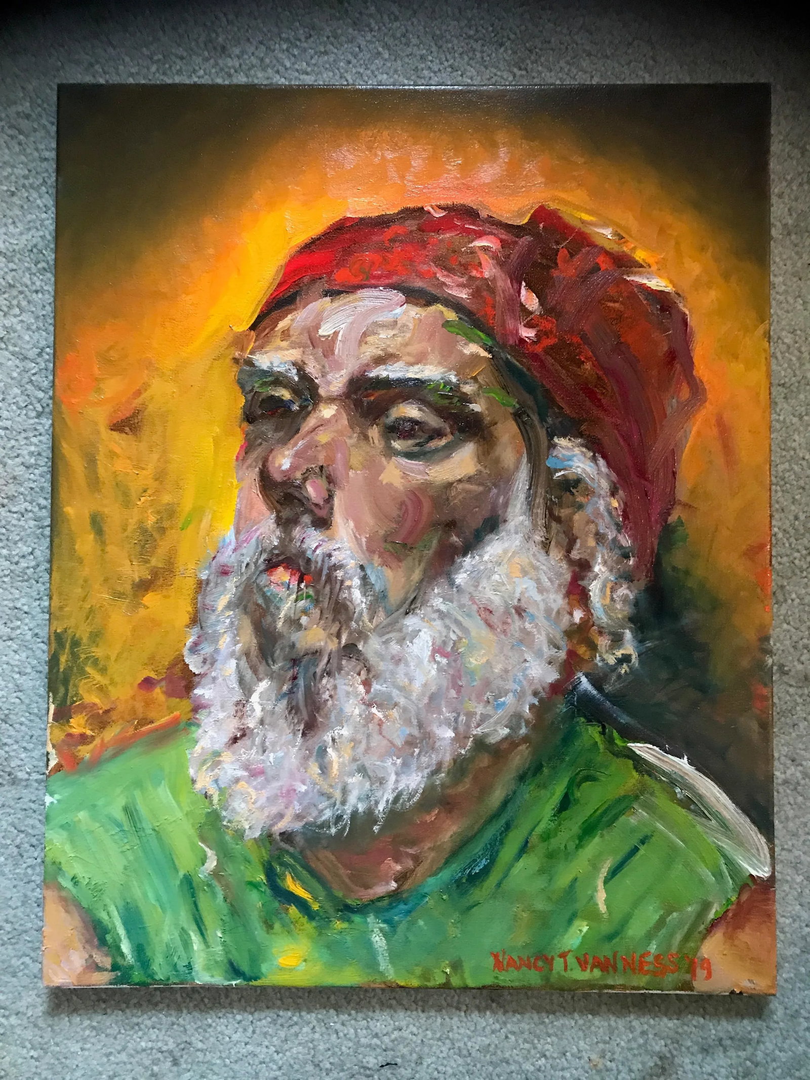 Portrait of a Man, Contemporary Expressionist Oil Painting, by Van Ness - 3