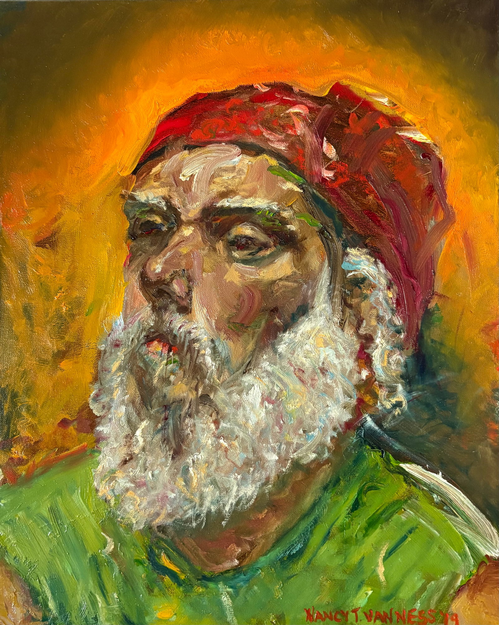Portrait of a Man, Contemporary Expressionist Oil Painting, by Van Ness - 4